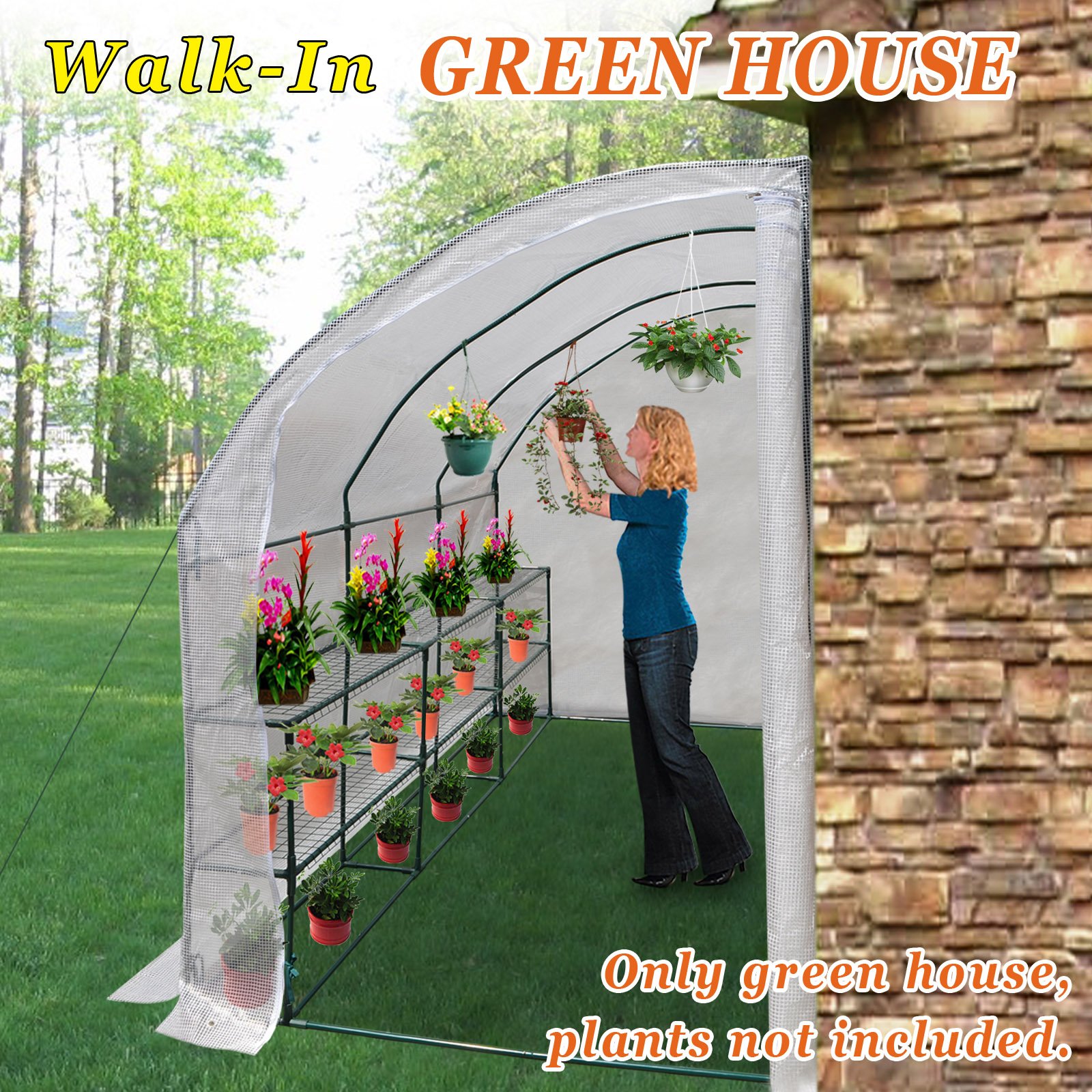 10'x5'x7' Portable Walk-in Greenhouse for Outdoor Gardening - UV Protected & Durable Camel Design (White) | Perfect for Growing Plants, Vegetables & Flowers in Backyard or Patio