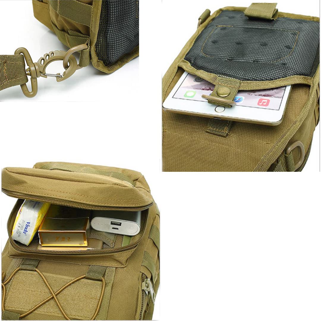 Tactical Sling Bag Molle Crossbody for Hiking Cycling & Travel - Black