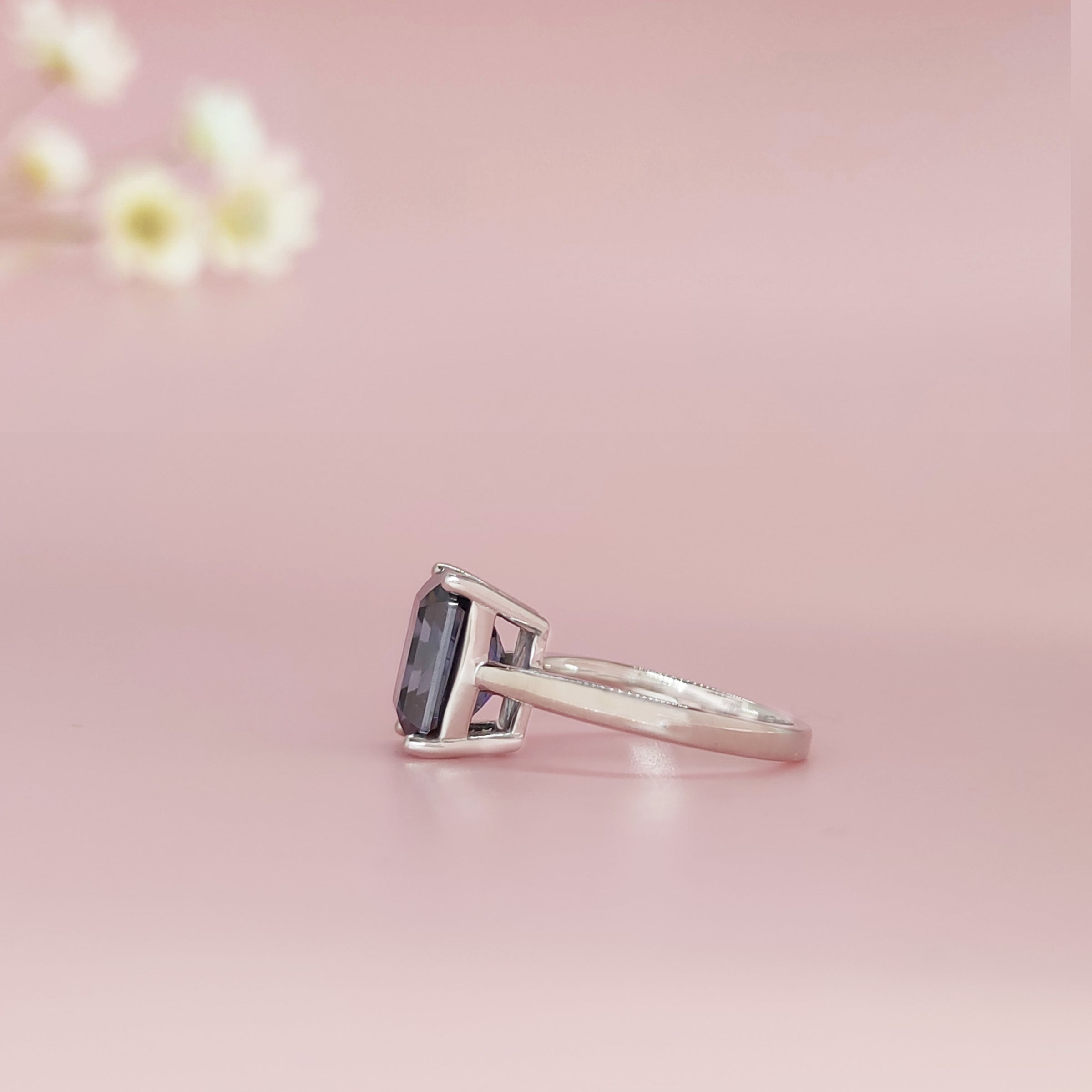 Emerald Cut Moissanite Ashes Ring - Elegant & Sparkling Jewelry for Women | Perfect for Memorial, Wedding & Special Occasions