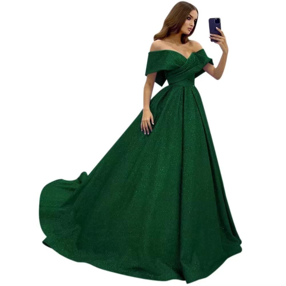 SHINDRESS Women's Long Prom Dresses - Off Shoulder A-Line Evening Gown with Pockets, Sweetheart Neckline Formal Party Dress for Homecoming, Wedding Guest & Black Tie Events (SD089)