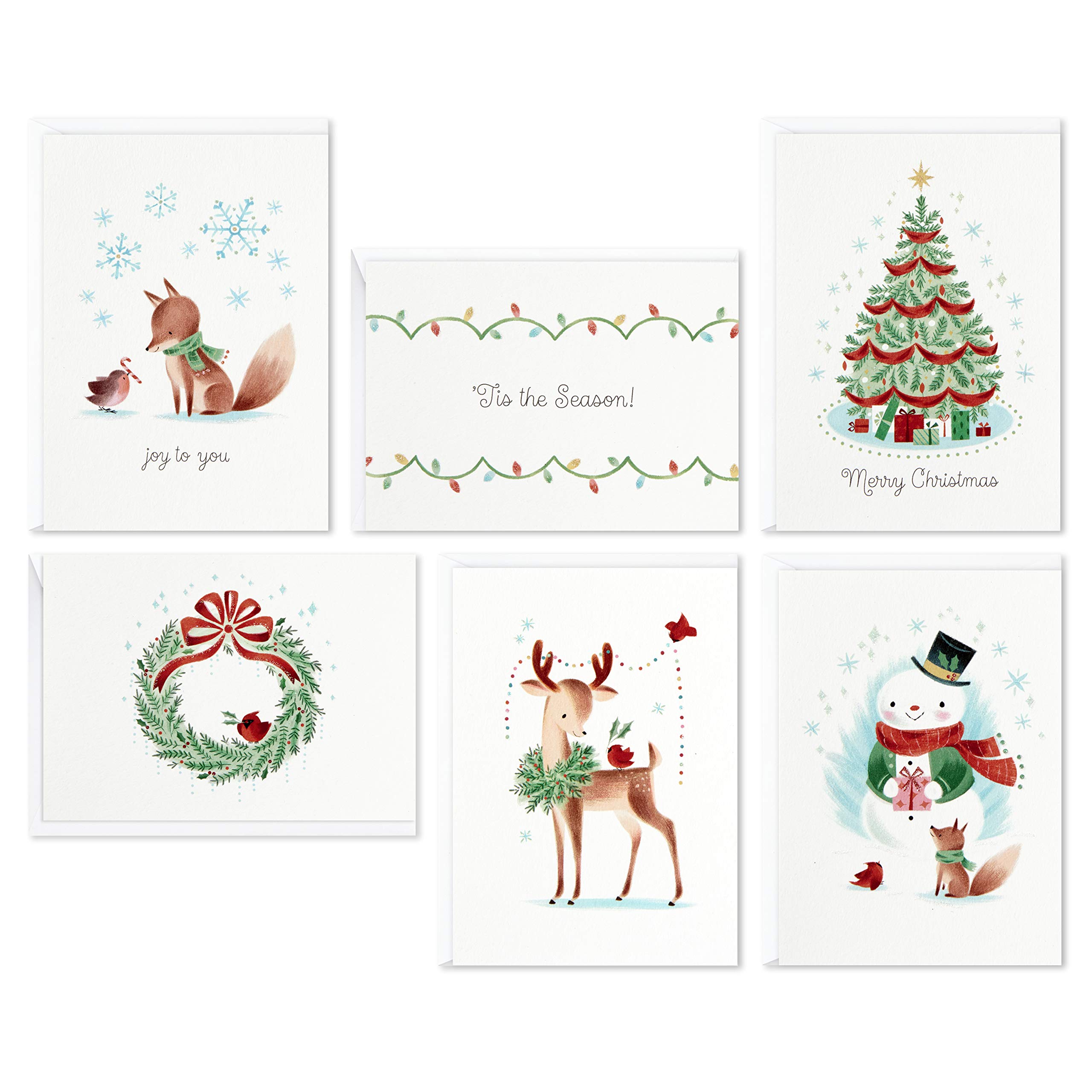 Hallmark Assorted Boxed Christmas Cards - Vintage Holiday Greeting Cards (48 Cards with Envelopes) for Festive Season, Family Gatherings & Office Parties