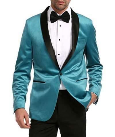 Enzo Collection Turquoise Velvet Slim Fit Shawl Lapel Tuxedo Blazer for Men - Perfect for Weddings, Prom & Formal Events | Luxury Velvet Dinner Jacket