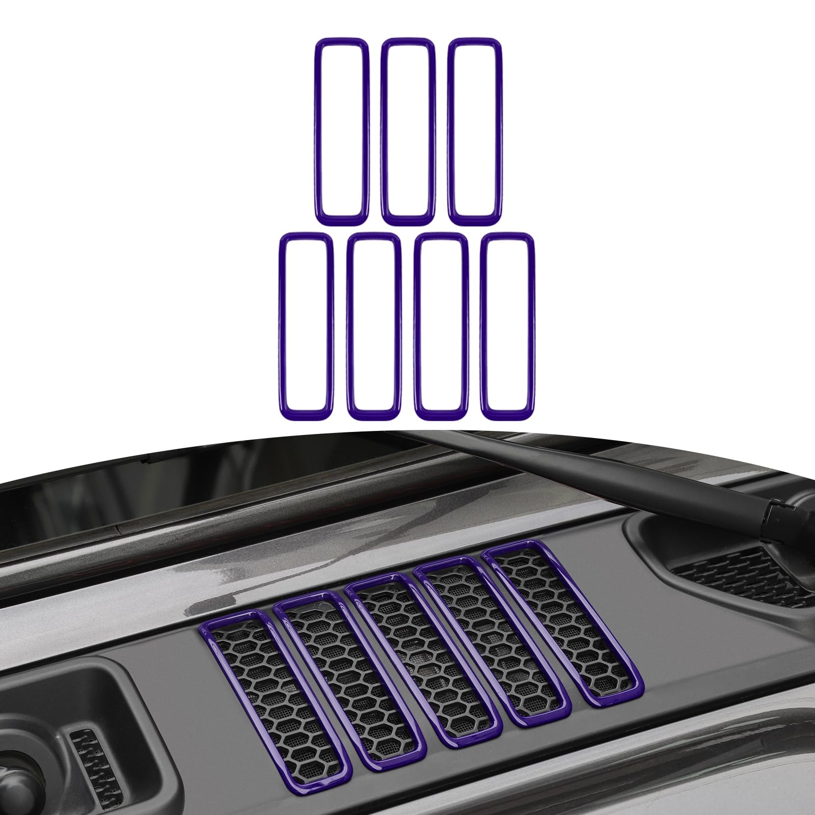 Jeep Wrangler JL JLU & Gladiator JT Hood Vents Cover Trim (2018-2024) - Purple Exterior Accessories (7-Piece Set) | Durable & Stylish Upgrade for Off-Road Adventures & Custom Jeep Mods