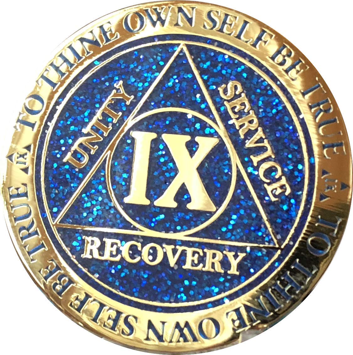 9 Year AA Medallion Reflex Blue Glitter Gold Plated Color Chip IX - Perfect for Jewelry Making, Collectibles & Gift Giving