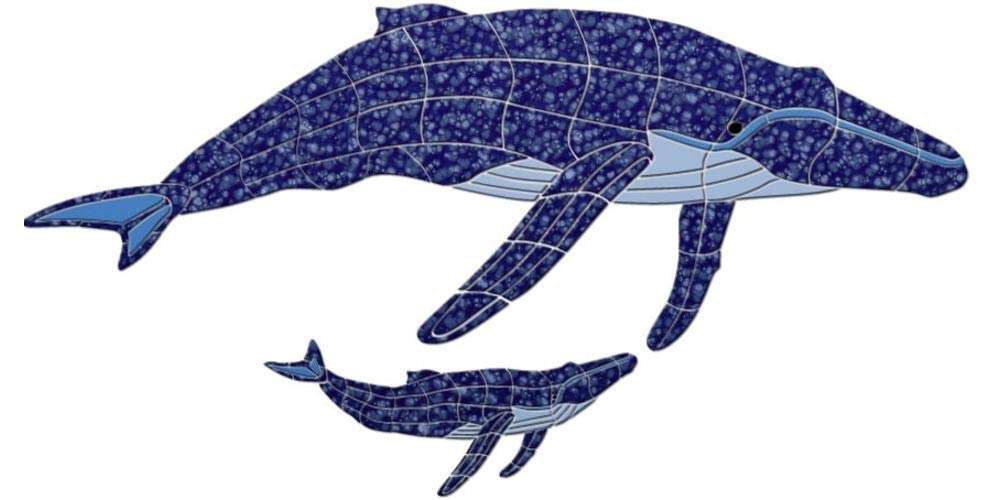 Humpback Whale & Baby Ceramic Swimming Pool Mosaic Tile (60