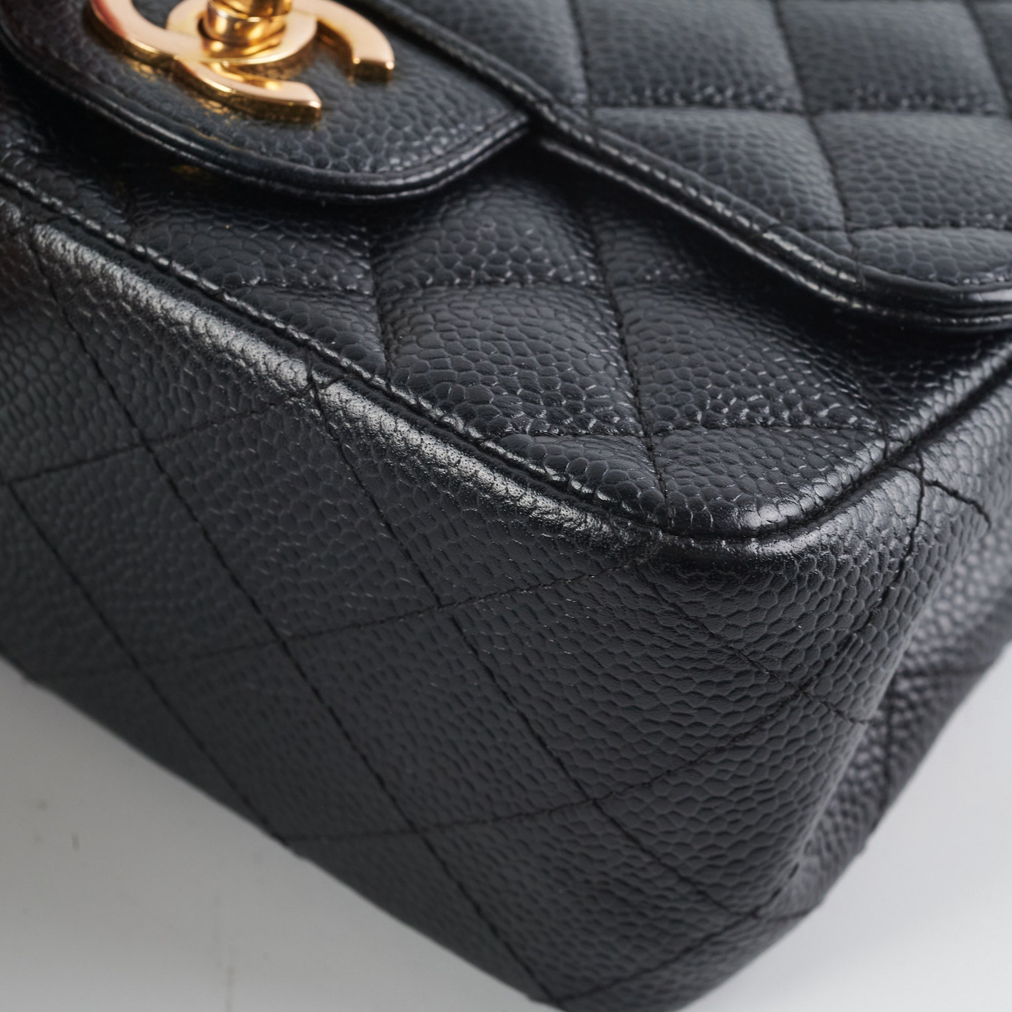 Chanel Caviar Mini Square Flap Bag 24k Gold Hardware Black - Luxury Crossbody Bag for Women, Perfect for Evening Events & Parties