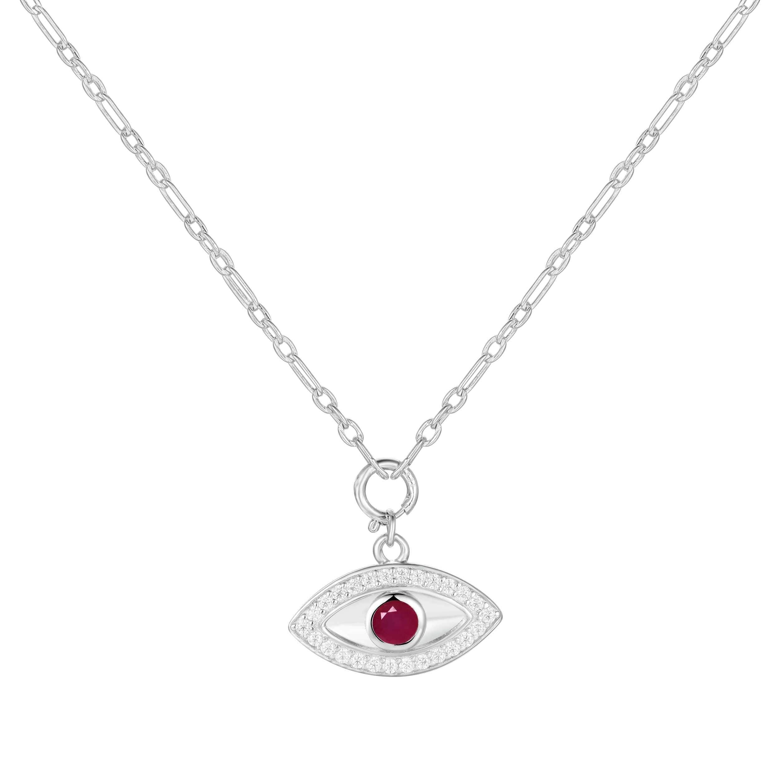 Ruby Evil Eye Necklace for Women - Protection & Good Luck Charm Jewelry - Perfect for Gifting, Spiritual Healing & Everyday Wear