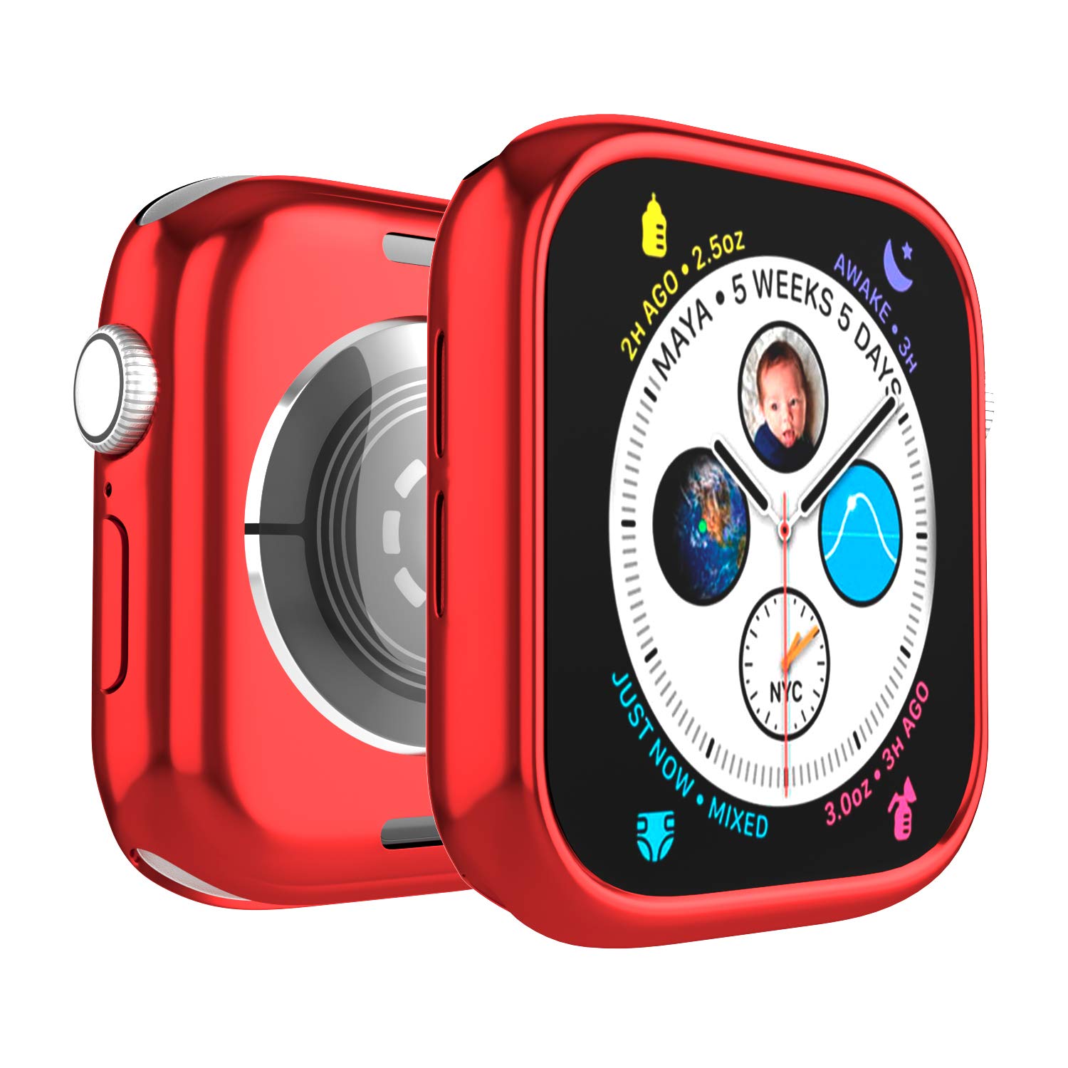 D & K Exclusives Thin & Light Shock-Absorbent Bumper Case for Apple Watch Series 6/SE/5/4 (44mm) - Red | Protective Cover for Gym, Running & Outdoor Activities