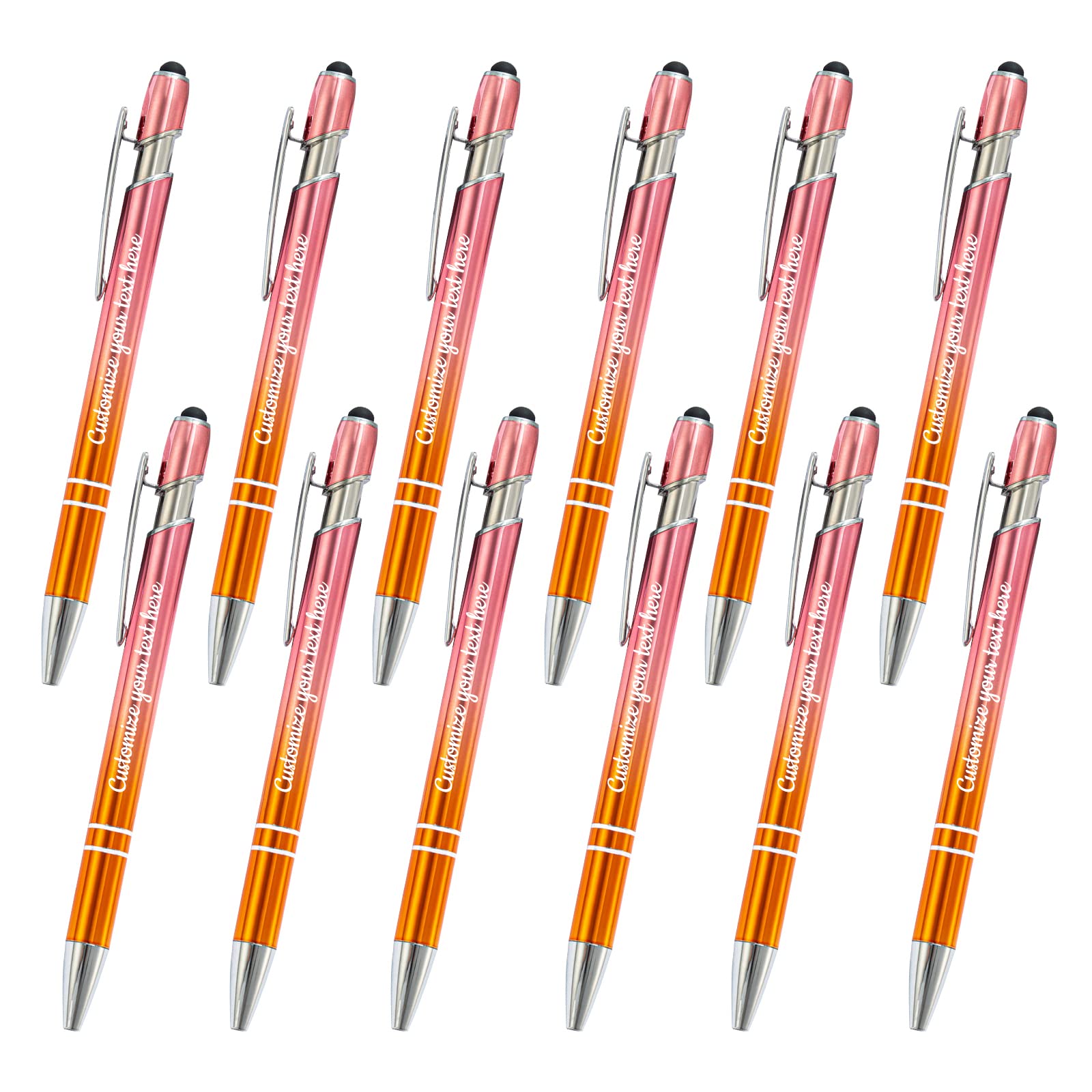 Custom Printed Name Pens with Stylus - 24 Pack Personalized Pens with Black Ink, Imprinted Logo or Message - Ideal for Business Gifts, Promotional Items & Office Supplies - Perfect for Corporate Events, Trade Shows & Employee Appreciation