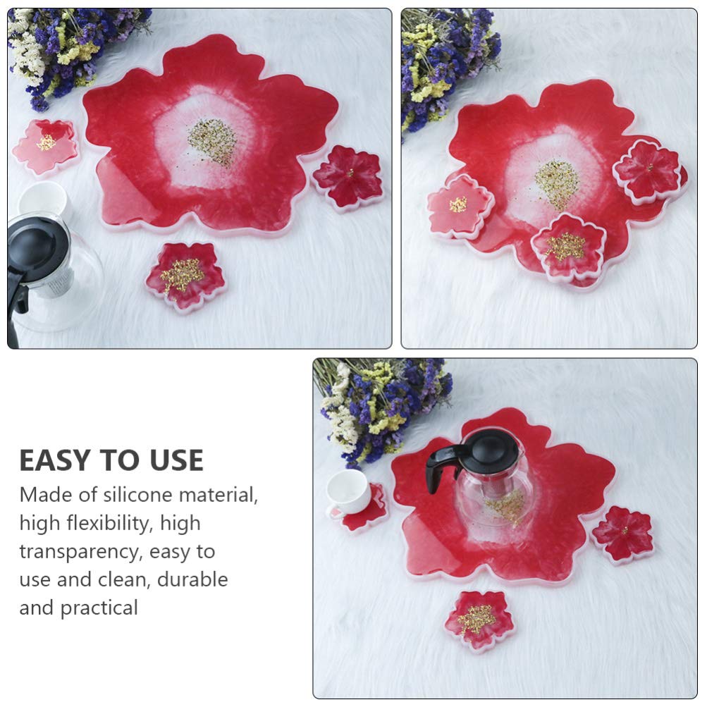 Hemoton 2-Piece Large Silicone Resin Coaster Molds for DIY Epoxy Casting - Perfect for Making Faux Agate Slice Coasters, Resin Trays, and Unique Home Decor Crafts (Great for Gifts, Table Settings, and Party Decorations)
