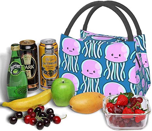 Reusable Insulated Lunch Bag with Jellyfish Design - Leakproof Cooler Tote for Work, School, Outdoor Picnic & Beach Trips - BPA-Free Food Storage Organizer