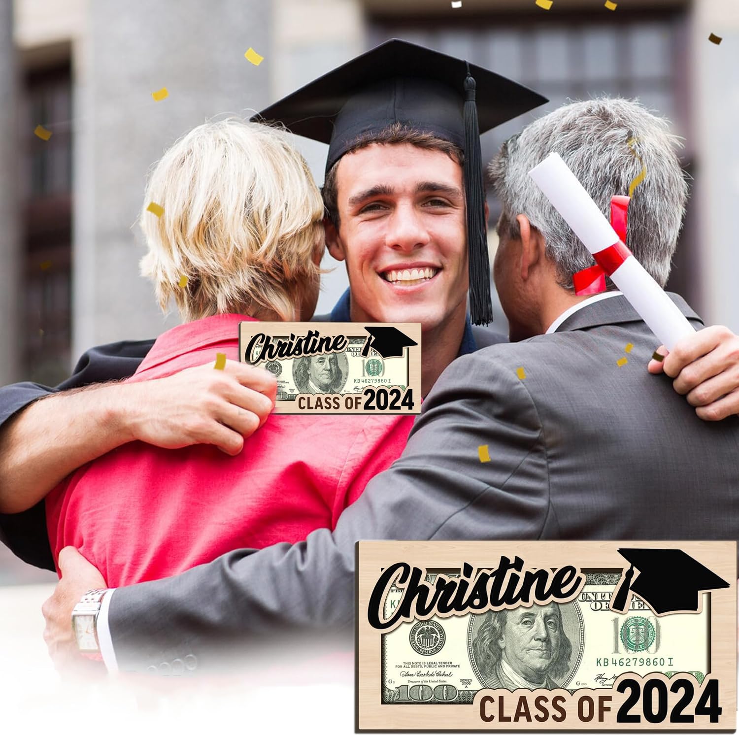 2024 Graduation Money Cake Holder - Unique Graduation Gift for High School & College Grads - Black Money Cake Box for Cash Gifts - Perfect for Graduation Parties & Celebrations
