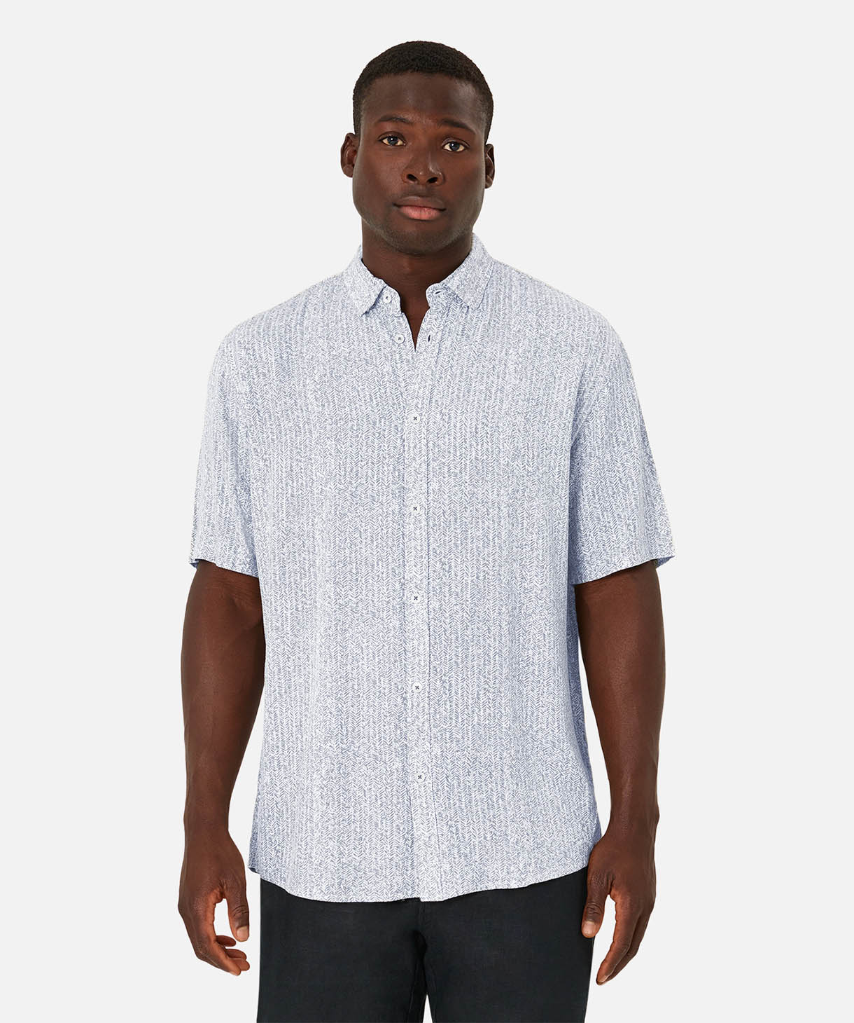 Moncada Short Sleeve Shirt - Light Blue & White Striped Casual Button Down for Men | Perfect for Summer Outings, Beach Vacations & Office Casual Wear