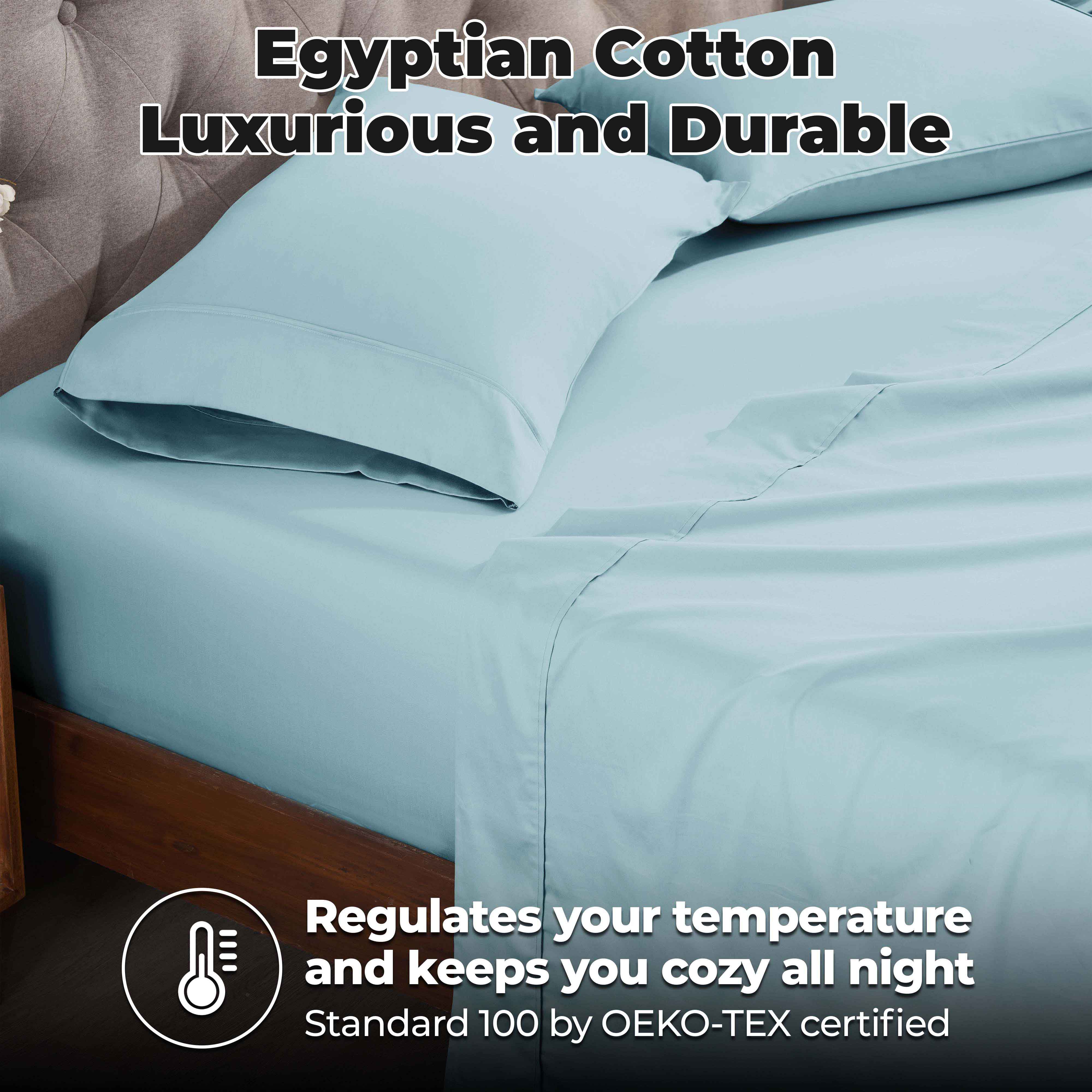 Premium 400 Thread Count Egyptian Cotton Bed Sheet Set - Soft, Breathable & Durable for Ultimate Comfort - Perfect for Luxury Bedrooms & Hotels