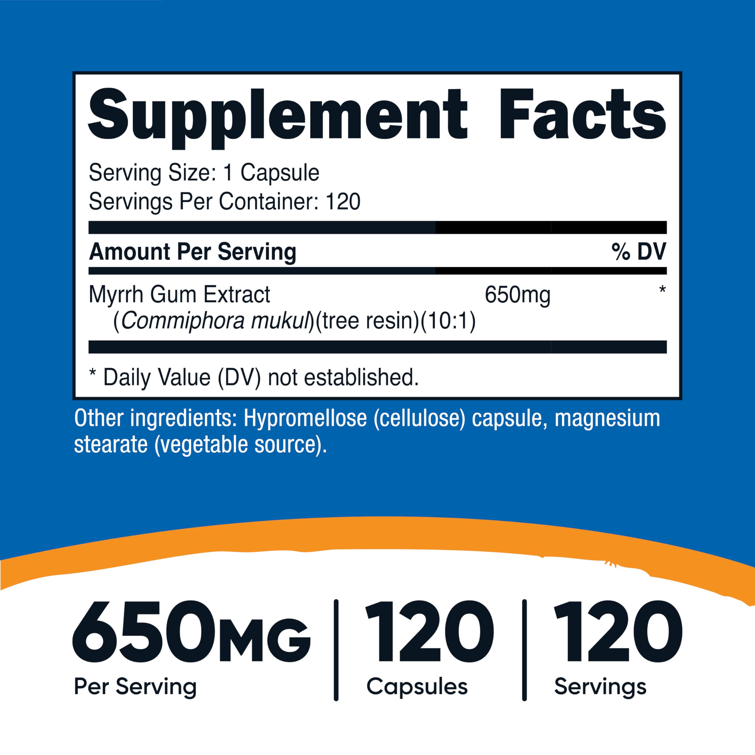 Nutricost Myrrh Extract 650mg Capsules (120 Count) - Gluten Free, Vegetarian, Non-GMO Supplement for Digestive Support & Immune Health