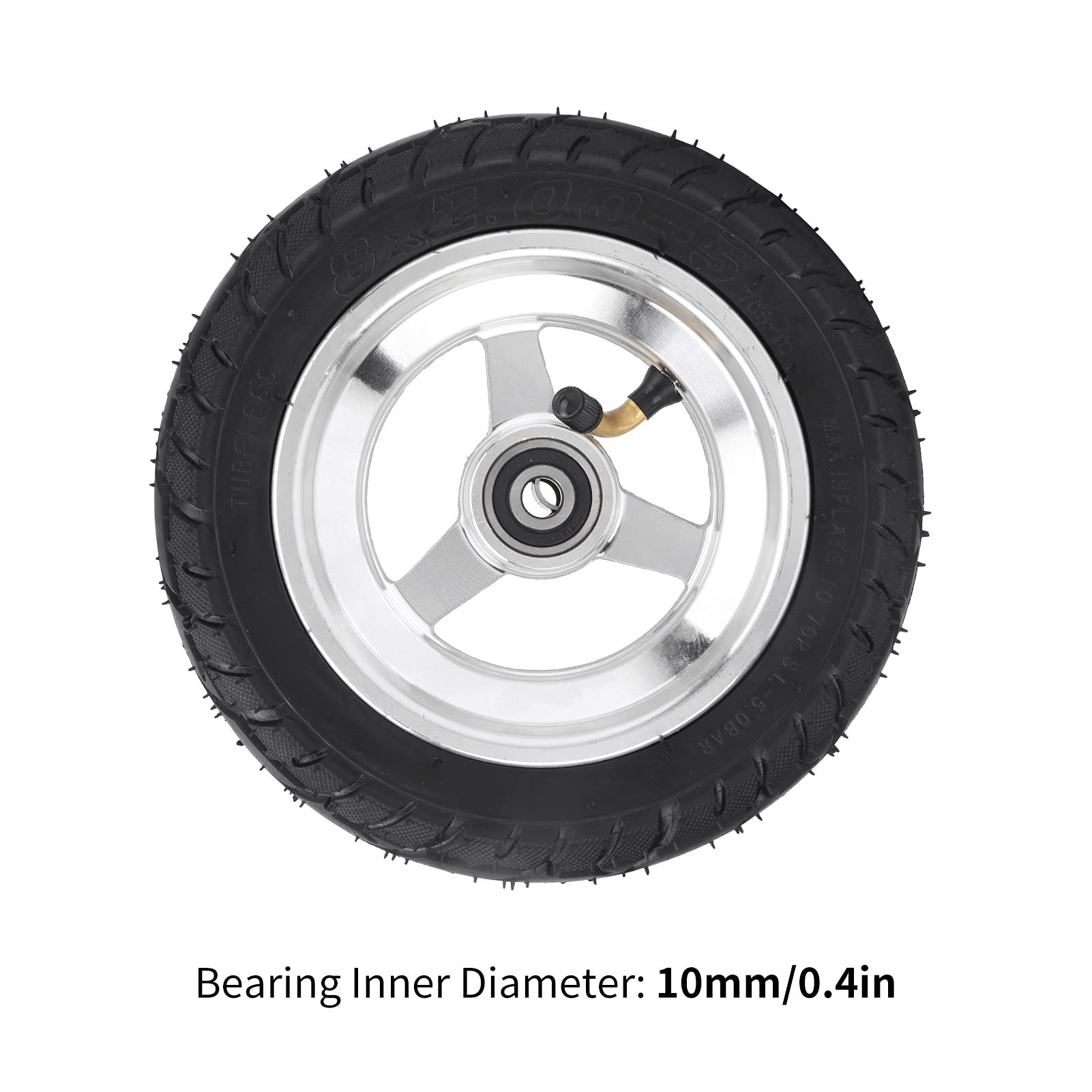 VBESTLIFE 8x2.00-5 Electric Scooter Tires - Pneumatic Air-Filled Tires with Durable Stainless Steel Wheel Hub - Perfect for Commuting, Urban Travel & Last-Mile Delivery