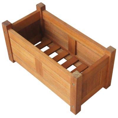 Vintage Wooden Rectangular Planter Box for Outdoor Garden - 19.7 x 9.87 x 9.8 Inch Decorative Flower Pot for House Plants, Herbs, African Violets - Perfect for Patio, Balcony & Yard Decor
