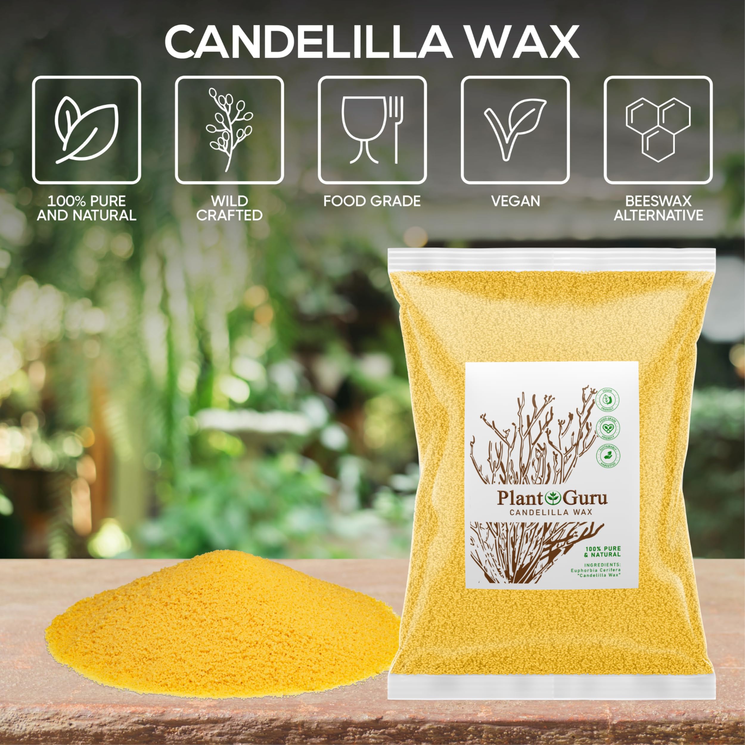 5 lbs Bulk Candelilla Wax Pellets - 100% Pure Natural Food Grade Vegan Wax for DIY Lip Balm, Soap, Candle Making, Creams & Lotions | Beeswax Alternative for Skin, Face & Hair Care | Perfect for Homemade Cosmetics, Hair Products & Candle Crafting