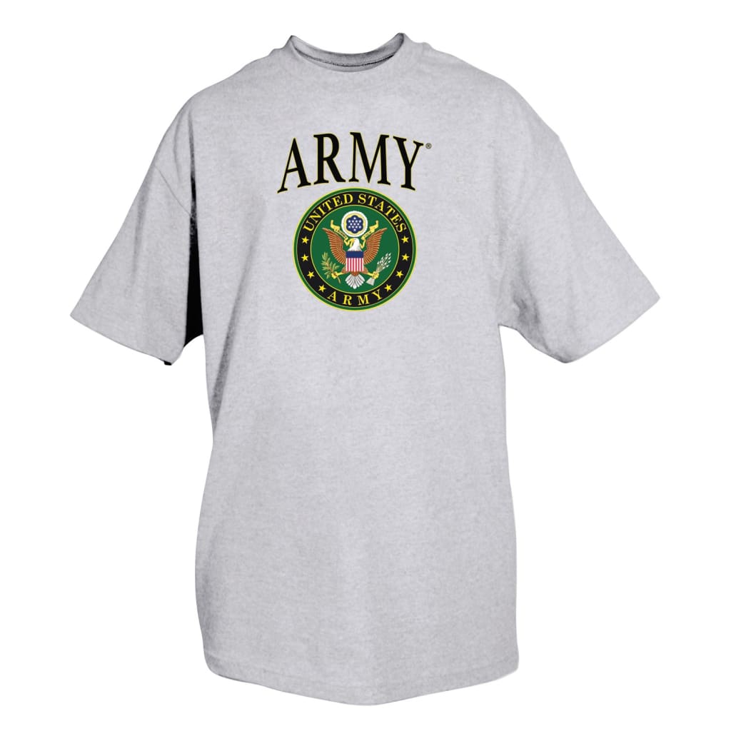 Army Crest Gray T-Shirt for Men - Military Style Casual Tee for Everyday Wear | Comfortable Cotton Shirt for Outdoor, Work & Streetwear