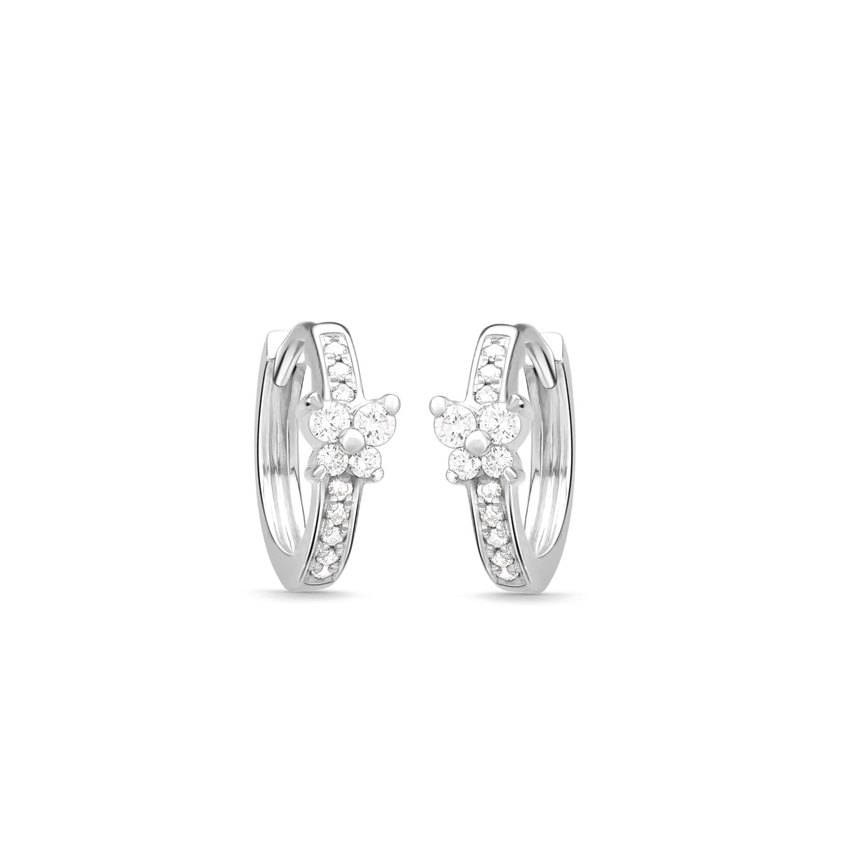14K White Gold Diamond Butterfly Huggie Earrings for Women - Elegant Everyday & Special Occasion Jewelry Gift (Wedding, Anniversary, Birthday)