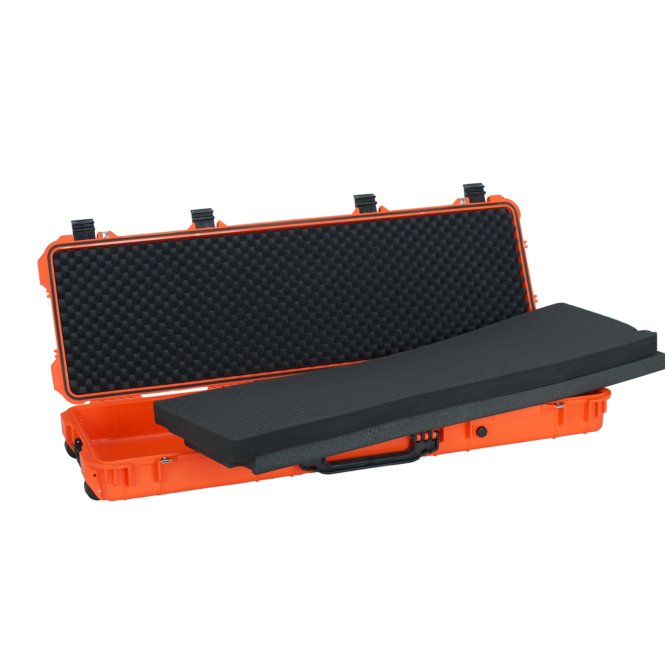 MEIJIA Waterproof Rolling Rifle Case with Wheels & Foam - for Guns, Shotguns, Airsoft - Outdoor & Range Use