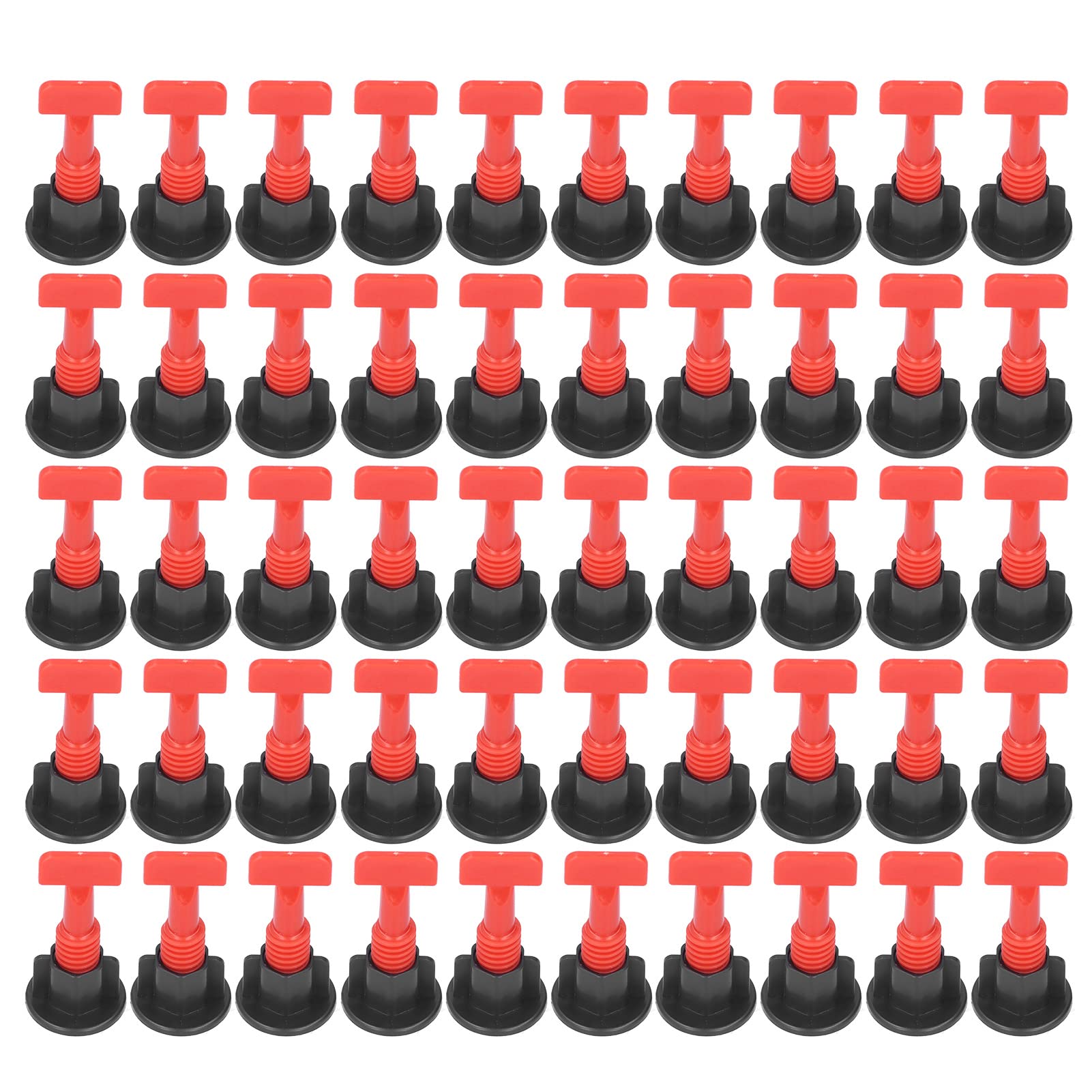 50Pcs Tile Leveling System Kit with Wrench - Black & Red Tile Spacers for Floor & Wall Installation - Includes Hole Saw for Perfect Tile Alignment - Ideal for DIY Home Renovation & Professional Tiling Projects