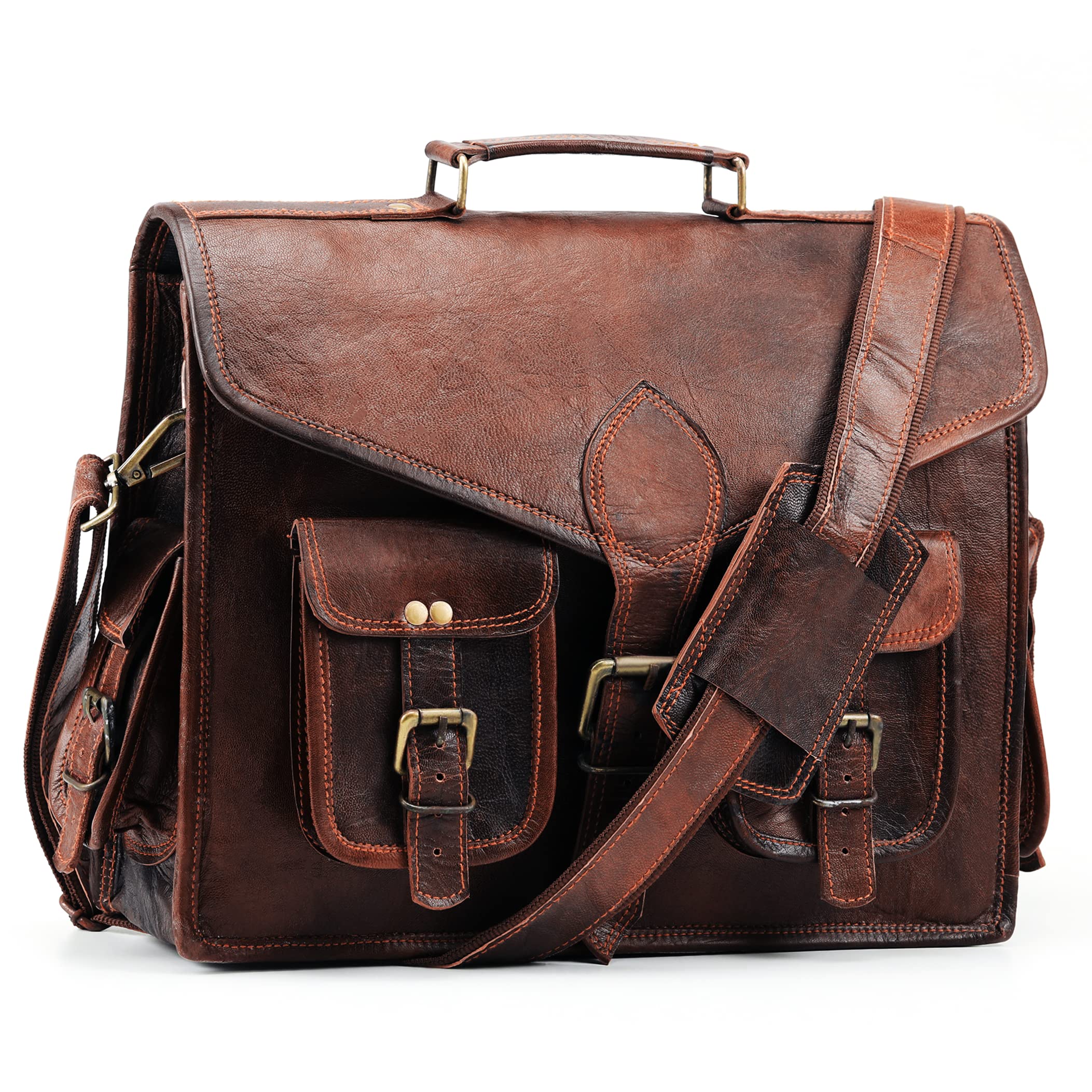 Opulent Companion Handmade Vintage Leather Laptop Messenger Bag for Men - 15 Inch Business Briefcase for Office Work, Travel, and Daily Commute