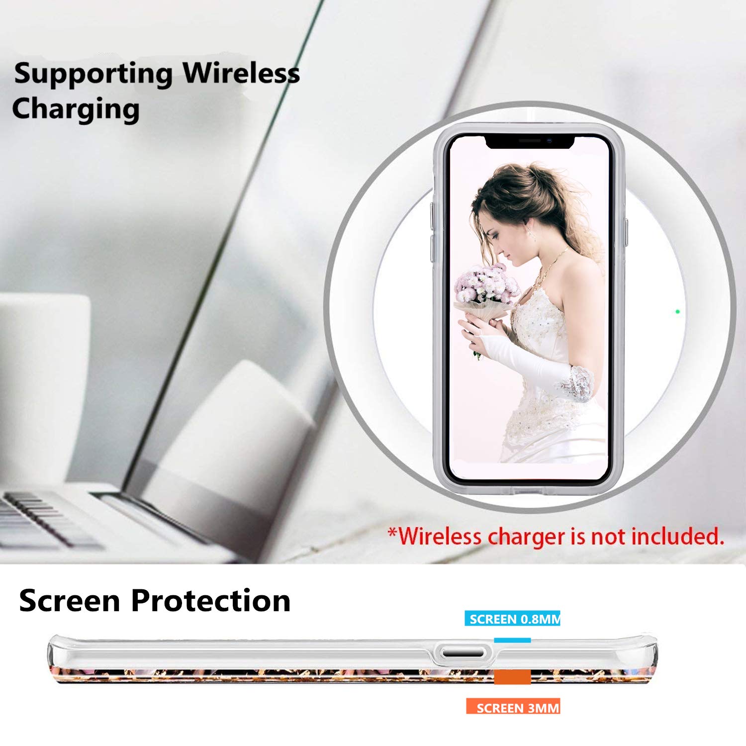 Luxury iPhone 12 Pro Max Case for Women - Sparkling Glitter Floral Design with Clear TPU Bumper | Protective Hard Back Cover for iPhone 12 Pro Max 6.7