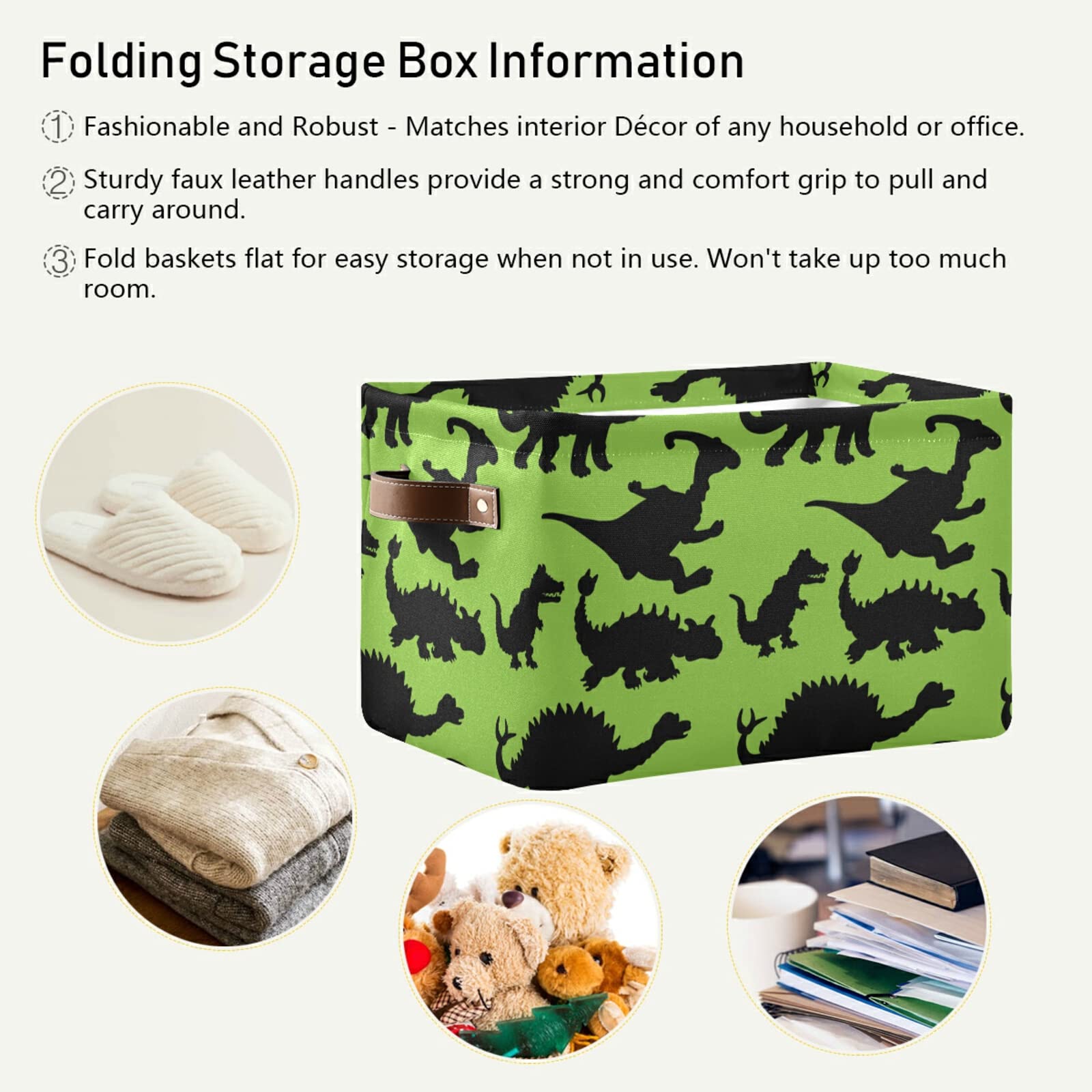 Waterproof Dinosaur Storage Basket - Set of 2 Toy Organizer Bins for Nursery, Baby Shower & Kids Room (14.2x10.2x8.3 Inch) - Cute Dinosaur Design Perfect for Storing Toys, Books & Baby Essentials | RB405