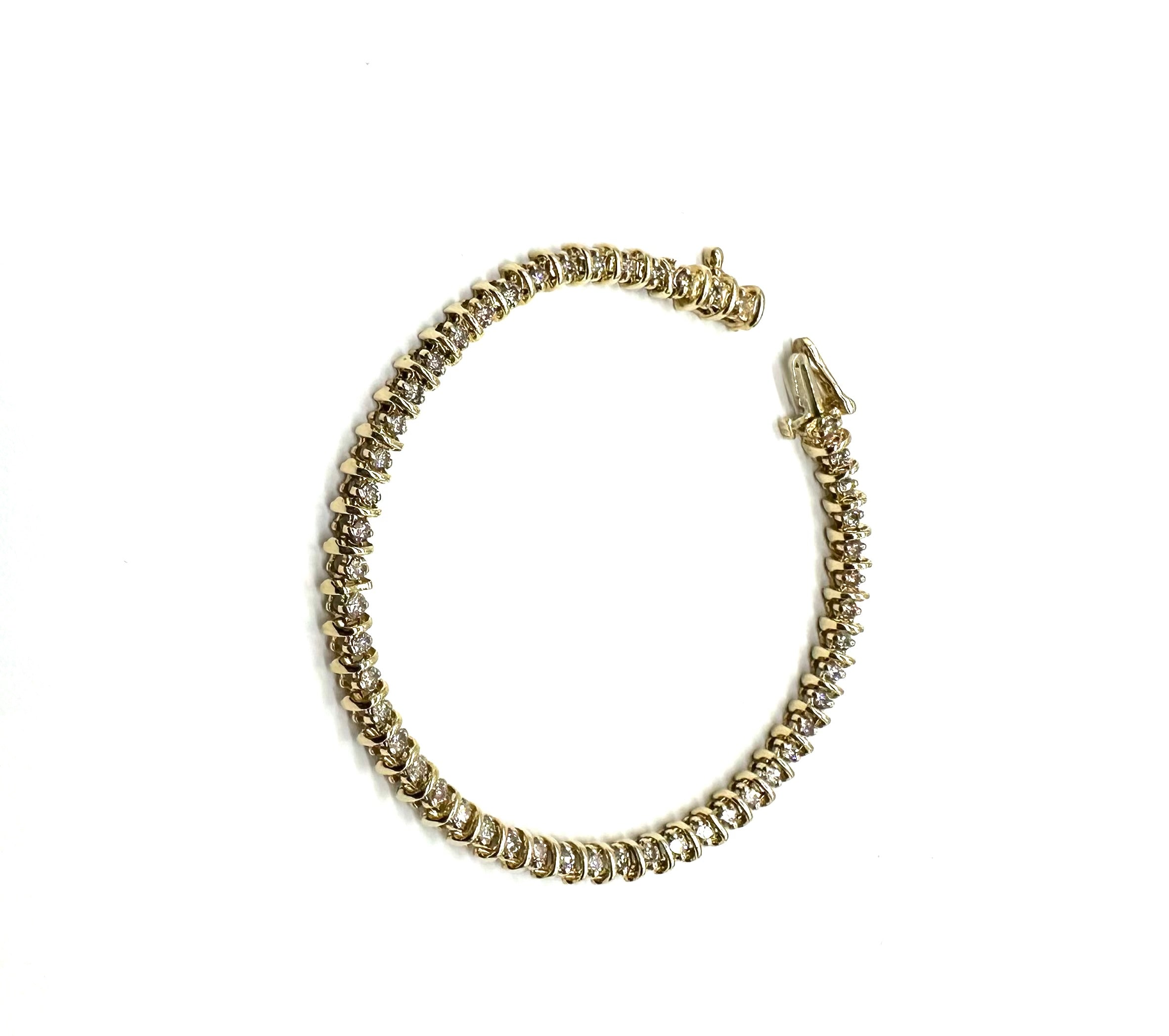 2 CTW Diamond Crossover Tennis Bracelet for Women - Elegant 14K White Gold Stackable Bracelet for Everyday Wear & Special Occasions