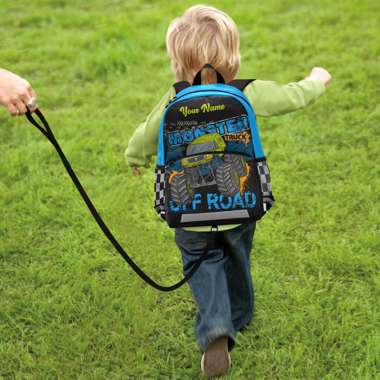 Kids Monster Truck Backpack - Personalized 13 Inch Toddler Backpack for Boys | School & Travel