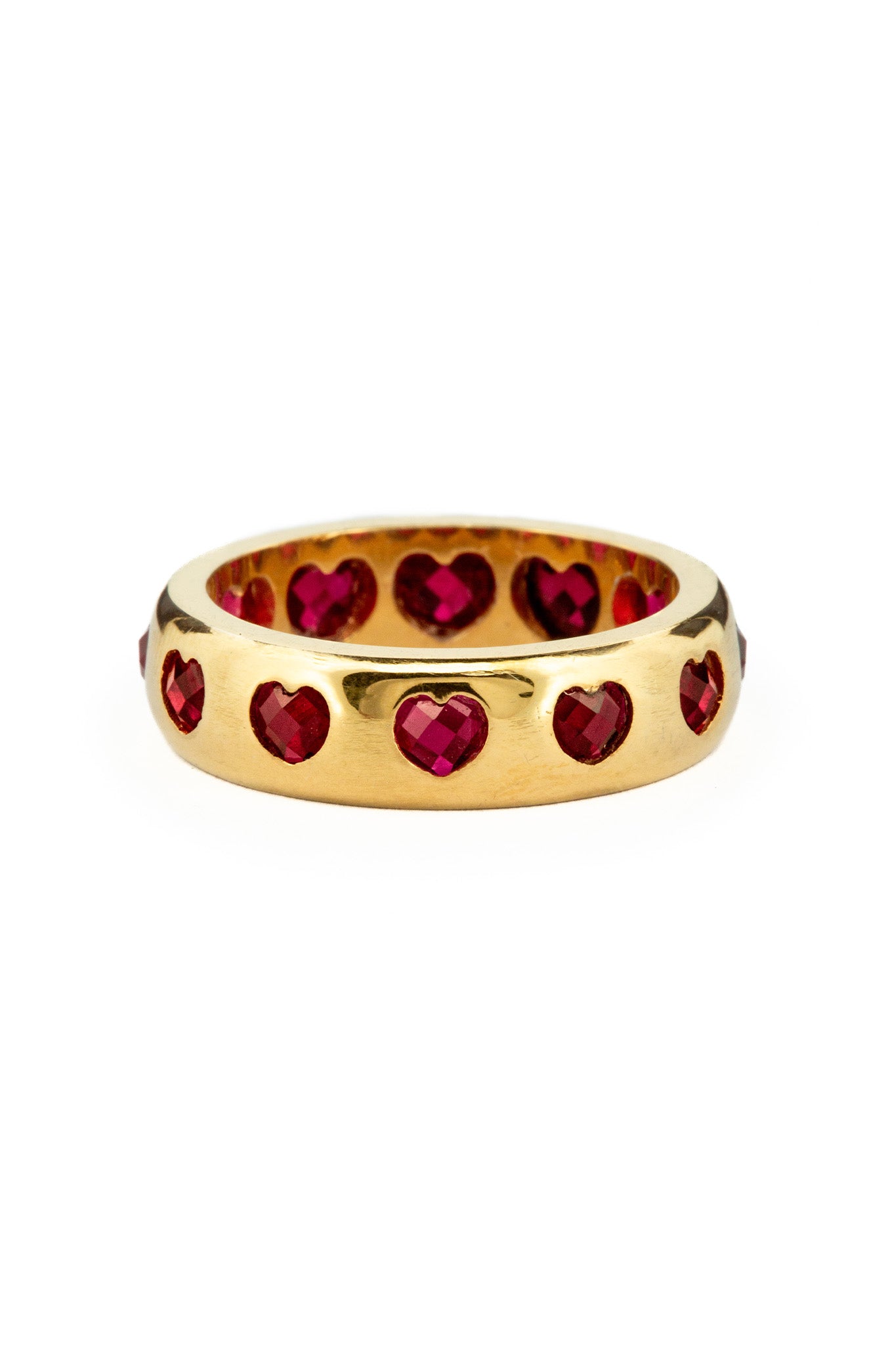 Hearts XO Ring with Genuine Ruby in 14K Gold - Perfect for Valentine's Day Gifts, Anniversaries & Romantic Occasions