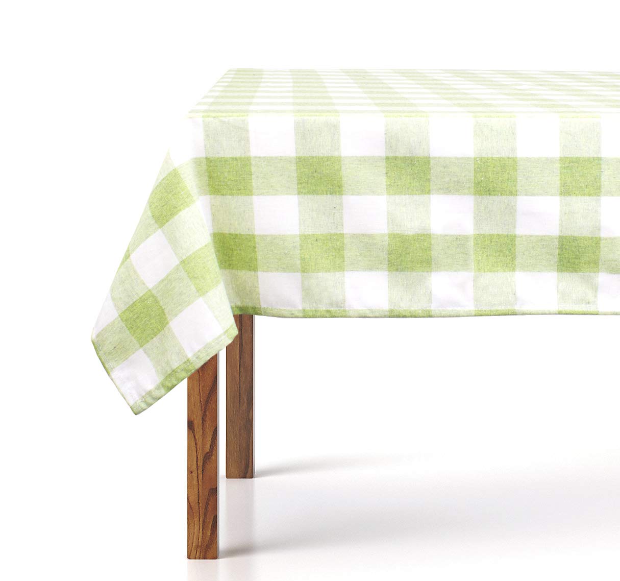 Fennco Country Buffalo Check Soft Tablecloth 56 x 56 Inch - Lime Green Plaid Table Cover for Dining, Kitchen, Picnic, Party | Indoor & Outdoor Use for Family Gatherings, Holidays & Special Occasions