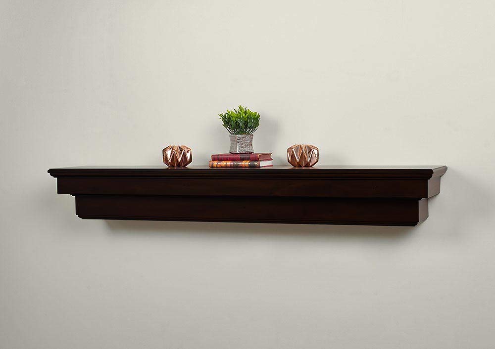 Salem Wood Mantel Shelf with Corbels - 60 Inch Aged Espresso Distressed Rustic Wall Mounted Shelf for Electric Fireplaces | Perfect for Living Room, Bedroom & Home Decor | MANTELSDIRECT
