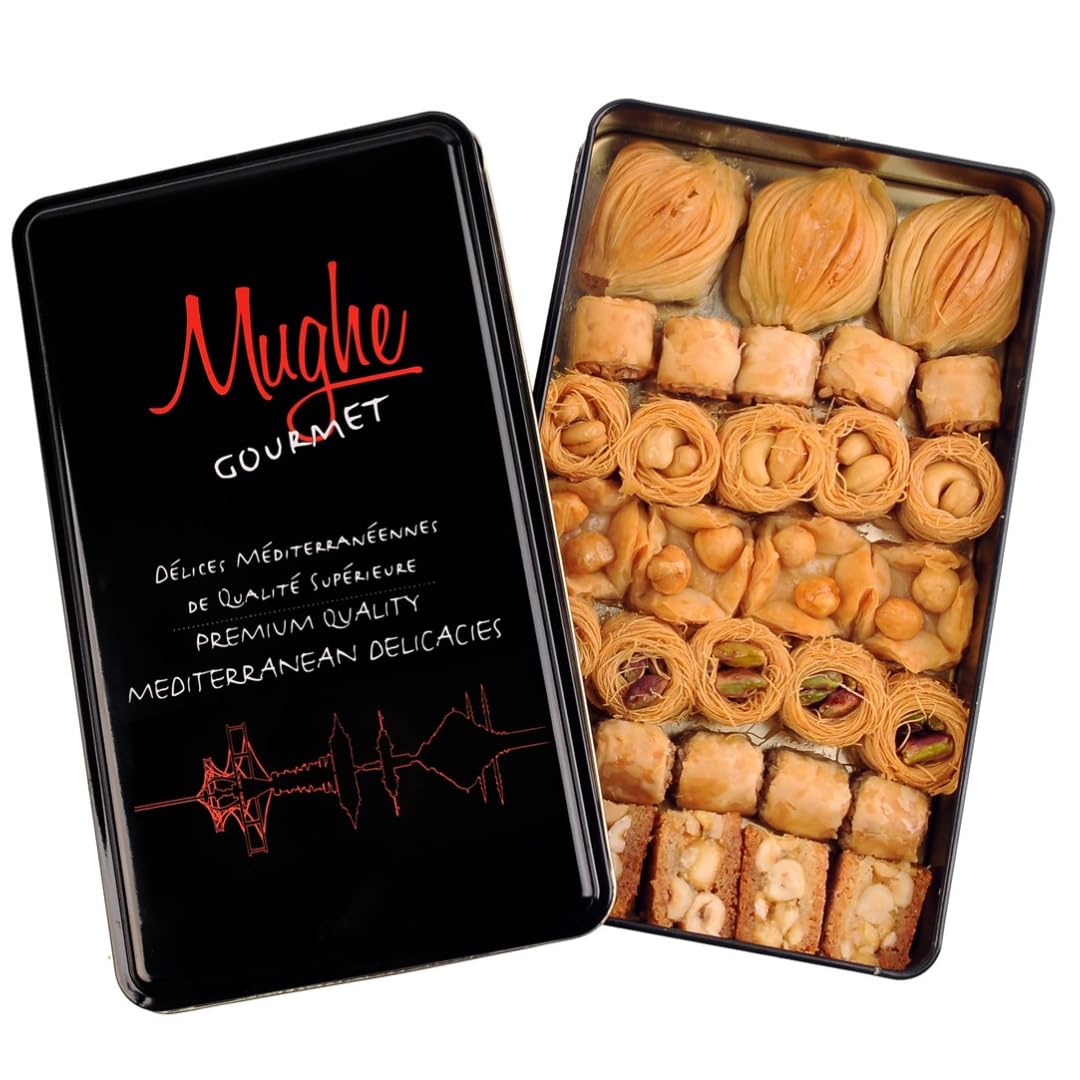Premium Gourmet Gold Gift Box - Christmas Holiday Hamper with Baklava, Turkish Delight, Chocolates & Mixed Nuts | Luxury Food Basket for Gifting, Corporate Events & Festive Celebrations