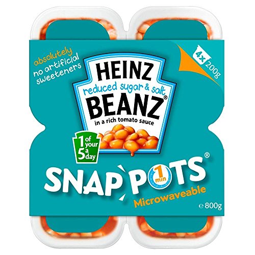 Heinz Reduced Sugar & Salt Baked Beans in Tomato Sauce - Healthy Low Sodium & Low Sugar Canned Beans (4x200g, Pack of 2) - Perfect for Breakfast, Camping & Quick Meals