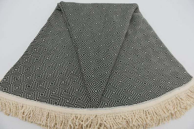 Premium 100% Cotton Round Beach Towel - Soft, Absorbent & Quick-Drying - Perfect for Pool, Beach, Vacation & Yoga (Black)