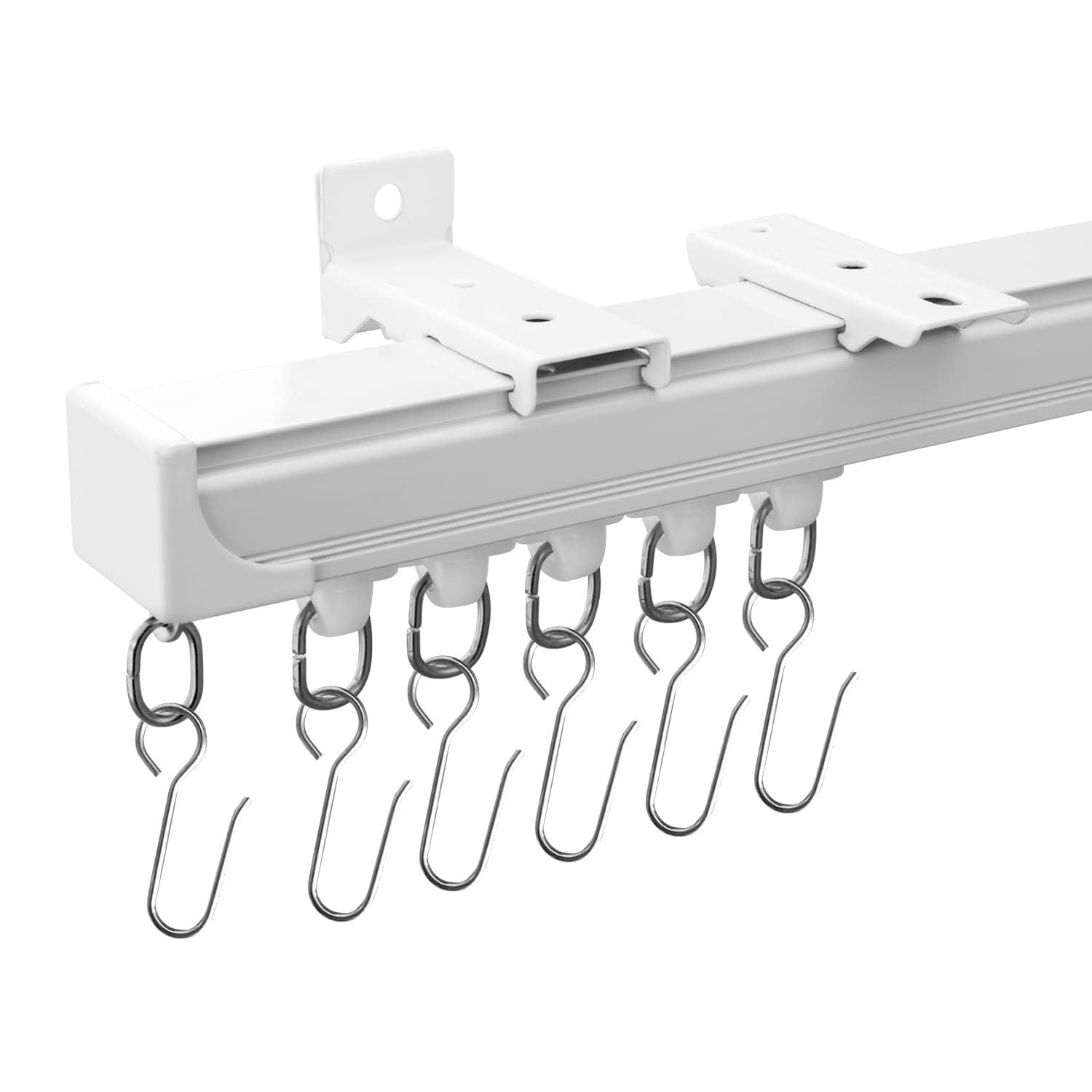 Heavy-Duty Ceiling & Wall Mounted Curtain Track Rail System - White (3ft to 18ft Adjustable) for Living Room, Bedroom, Shower Room Divider & Home Partition