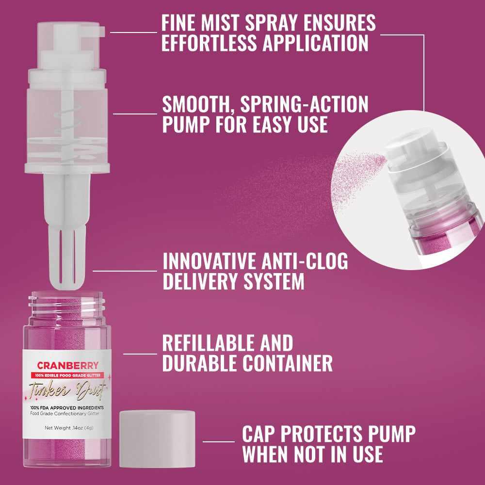 Premium Cranberry Tinker Dust® Glitter - 4g Spray Pump Bottle for Crafts, DIY & Nail Art | Wholesale Bulk Glitter for Cosmetics, Scrapbooking & Party Decorations