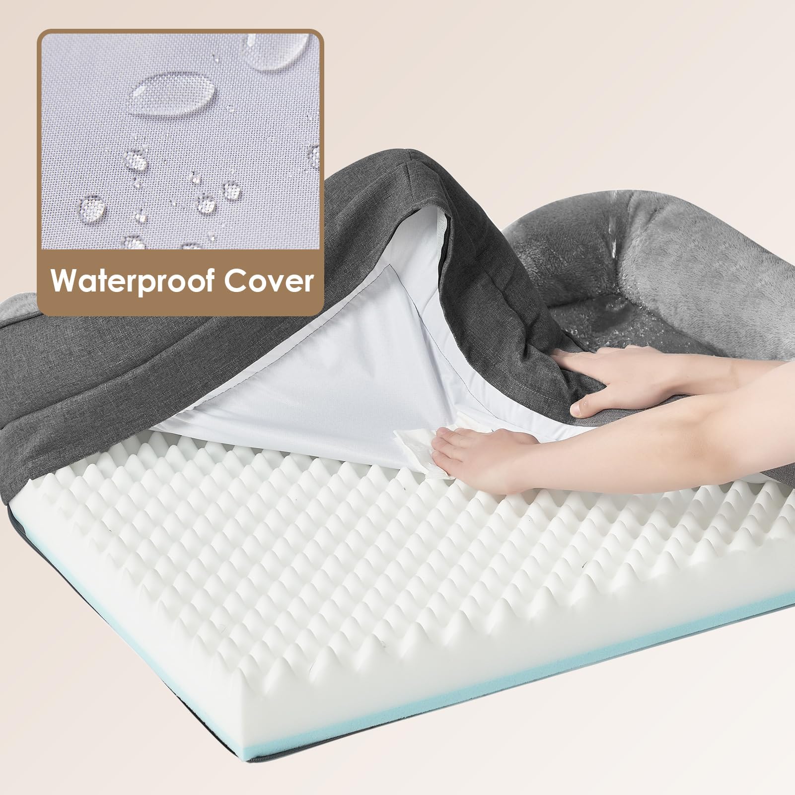**EHEYCIGA Extra Large Orthopedic Memory Foam Dog Bed for X-Large Dogs, 42x30x7.5 Inch Washable Bolster Pet Sofa with Removable Waterproof Cover – Grey – Perfect for Living Room, Bedroom & Pet-Friendly Spaces**