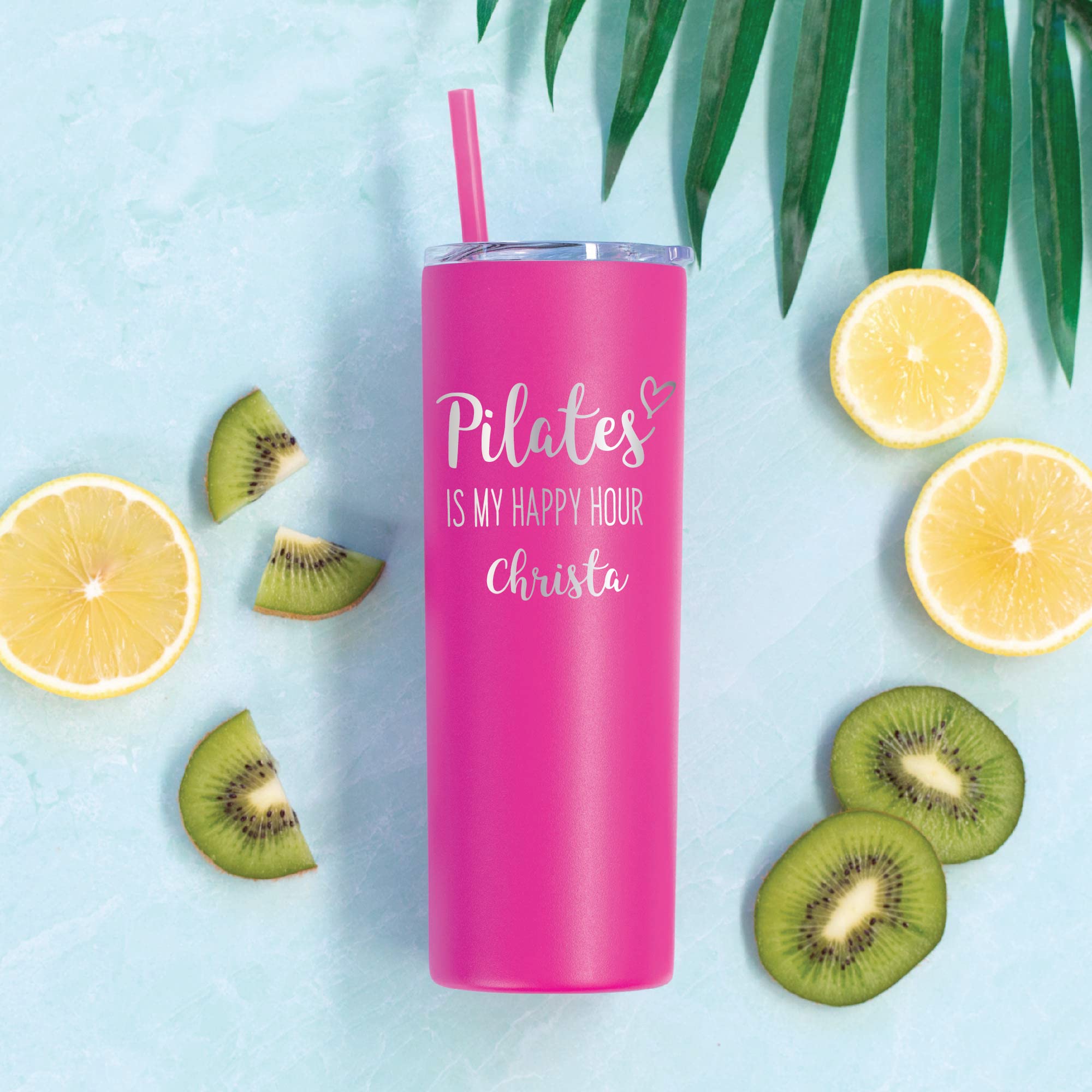 Personalized Pilates Tumbler 20oz - Laser Engraved Stainless Steel Vacuum Insulated Water Bottle with Lid & Straw - Perfect Gift for Pilates Lovers & Instructors - Great for Yoga Studio, Gym Workouts and Fitness Classes