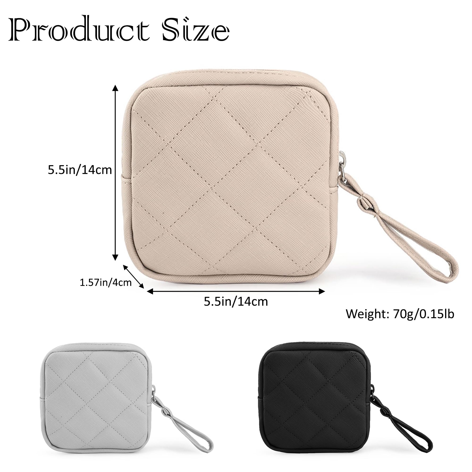 Sanitary Napkin Storage Pouch - Reusable Waterproof Makeup Bag for Feminine Hygiene Products - Portable Travel Organizer for Tampons, Pads & Menstrual Cups (Black) - Perfect for Gym, Office & Travel Essentials