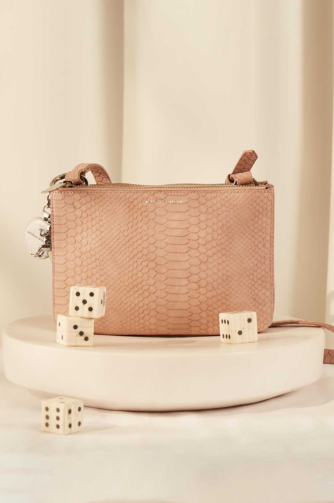 Stylish Southwark Faux Leather Crossbody Bag - Blush Pink Snake Print with Charm EBP3610 | Perfect for Work, Travel & Everyday Use