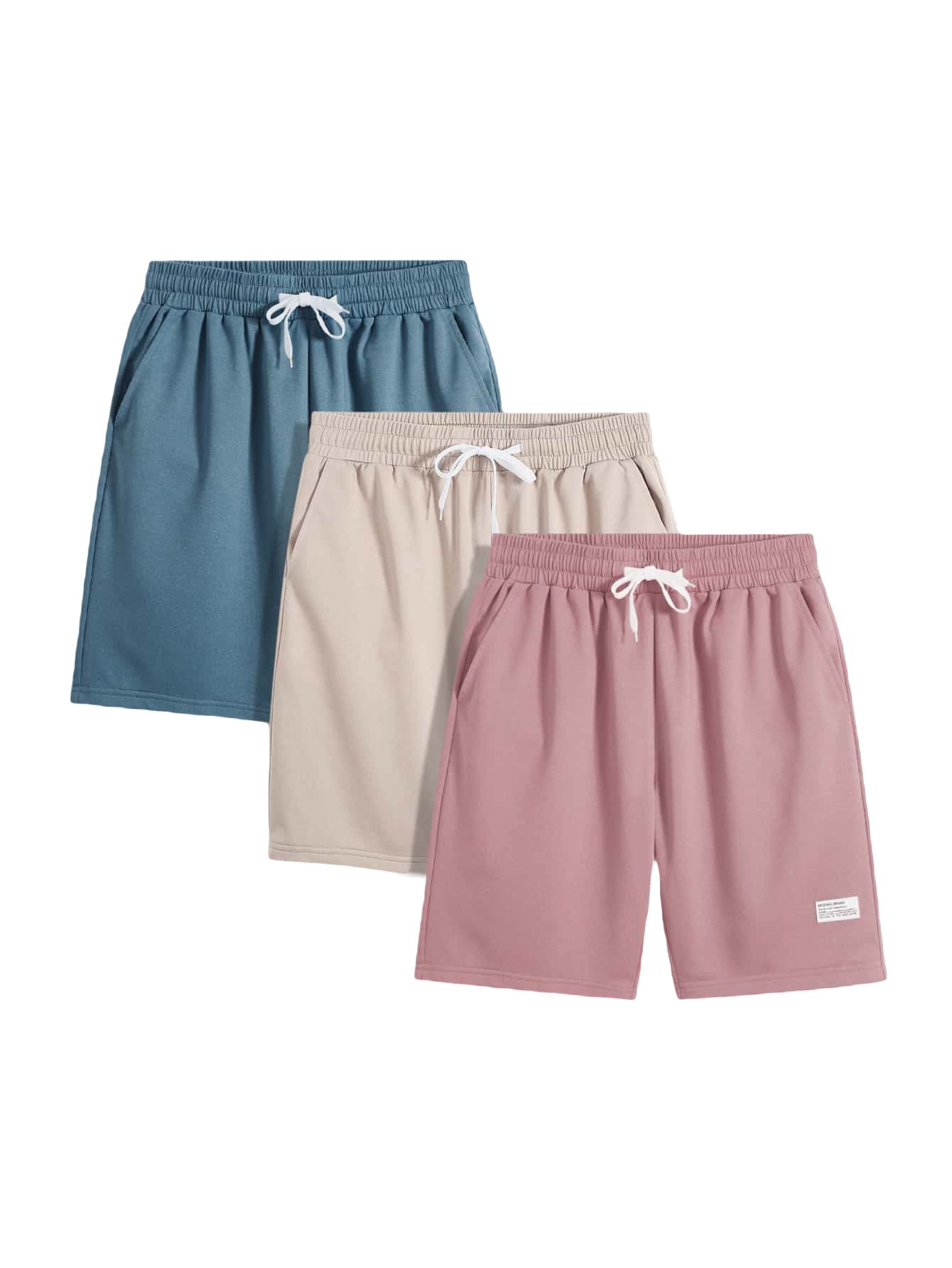 Romwe Men's 3-Piece Athletic Shorts Set - Drawstring Waist Workout Joggers & Running Shorts with Pockets - Gym, Sports & Casual Wear