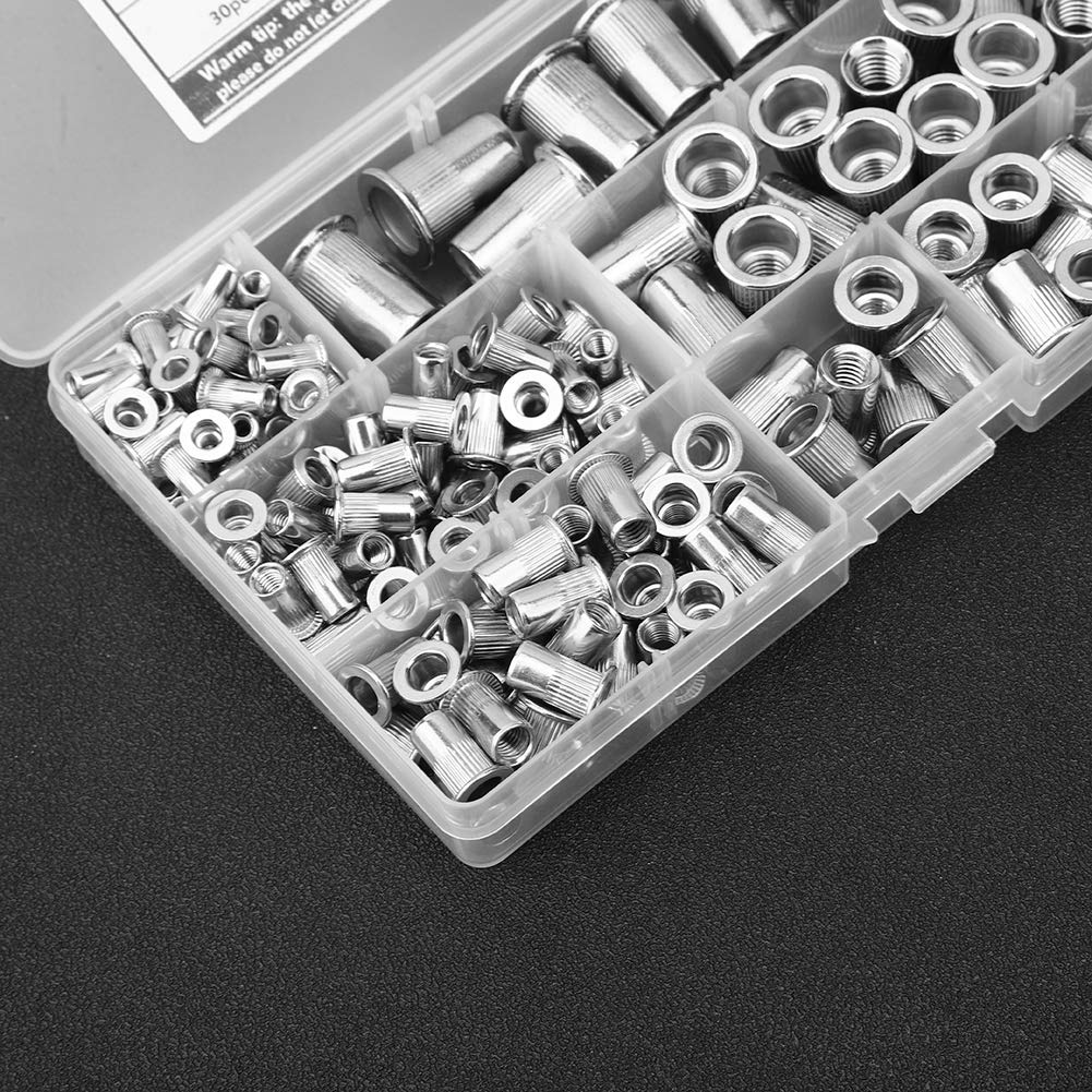 160Pcs 304 Stainless Steel Rivet Nut Fastener Kit - M3 to M10 Threaded Insert Nuts for Metal, Wood & Plastic - Perfect for DIY, Automotive, Furniture & Construction Projects