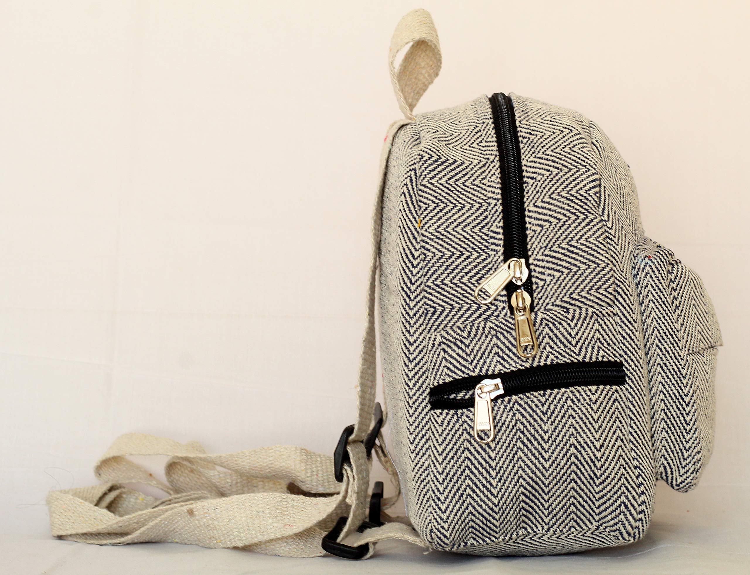 Handmade Hemp Mini Backpack for Women - Lightweight Washable Small Purse - Eco-Friendly Casual Daypack for Travel, Work & Daily Use (Grey)