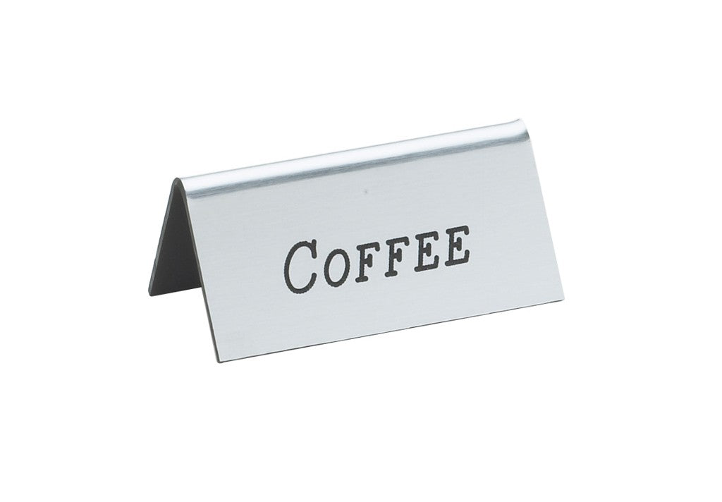 Cal Mil Silver Coffee Beverage Tent Sign - 3 x 1.5 Inches - Perfect for Cafes, Restaurants & Coffee Shops