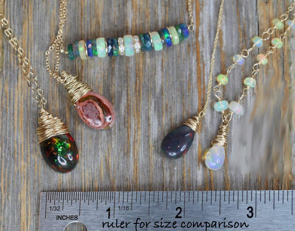 Genuine Ethiopian Welo Opal Teardrop Necklace in Gold - Elegant Women's Jewelry for Weddings, Bridal & October Birthstone Gifts - Perfect Birthday Present & Anniversary Keepsake