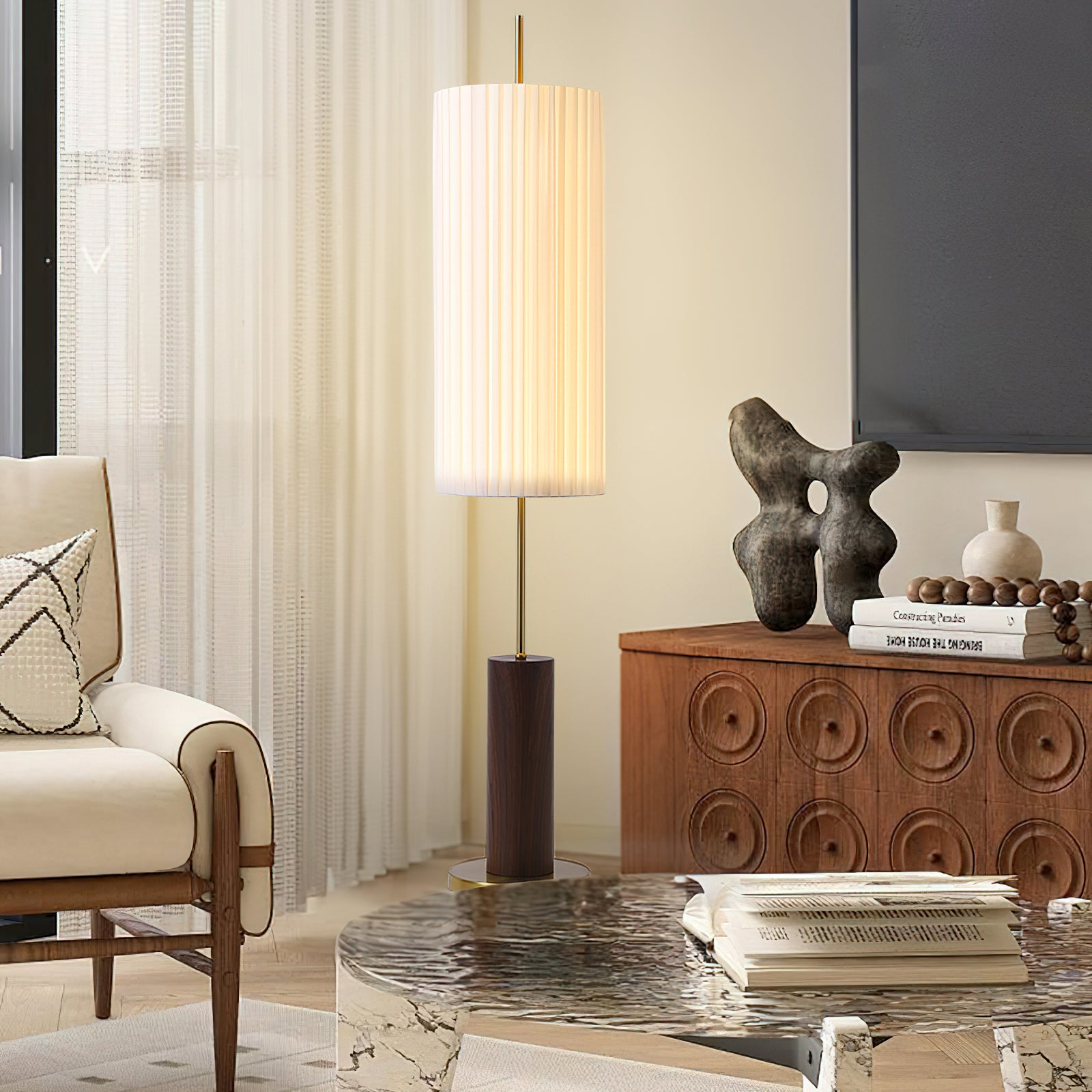 Modern Dorica Floor Lamp with Adjustable Height - Bright LED Standing Light for Living Room, Bedroom, or Office - Perfect for Reading, Working, and Relaxing
