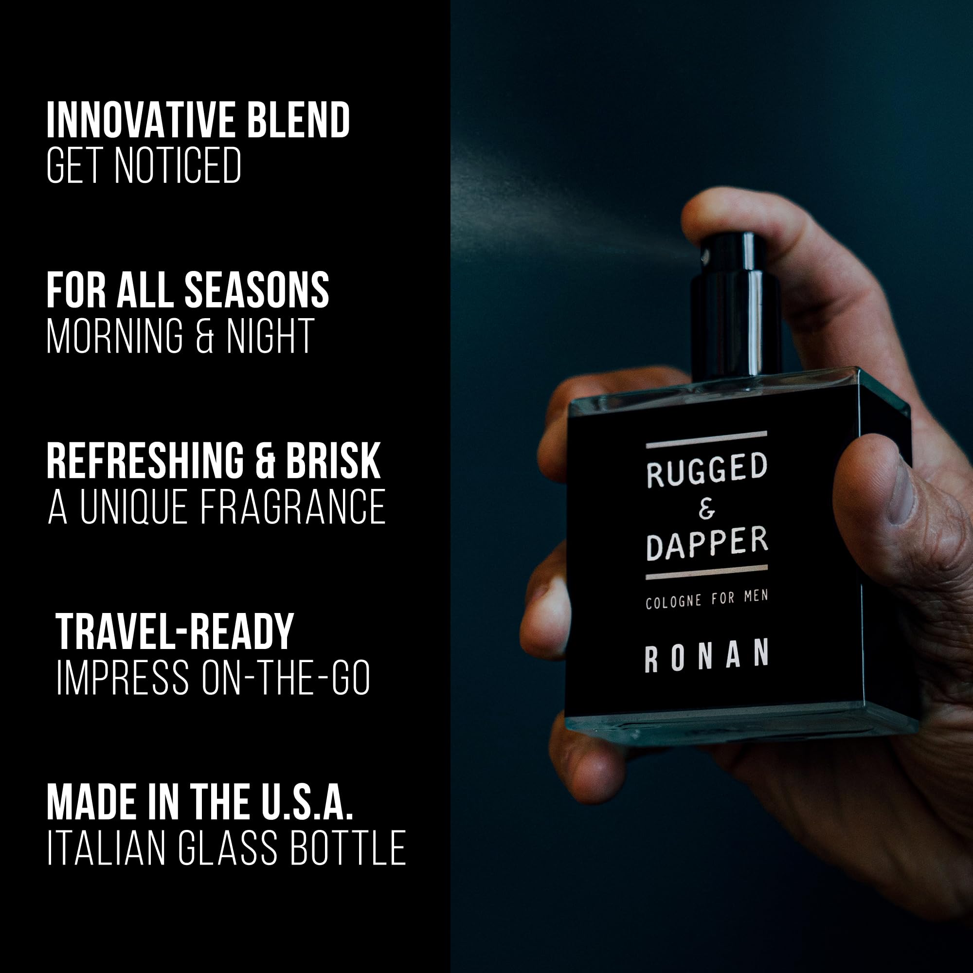 RUGGED & DAPPER RONAN Men's Cologne Spray 3.4 oz - Best Rated Long-Lasting Fragrance for Confident Modern Men | Perfect for Date Night, Office & Special Occasions